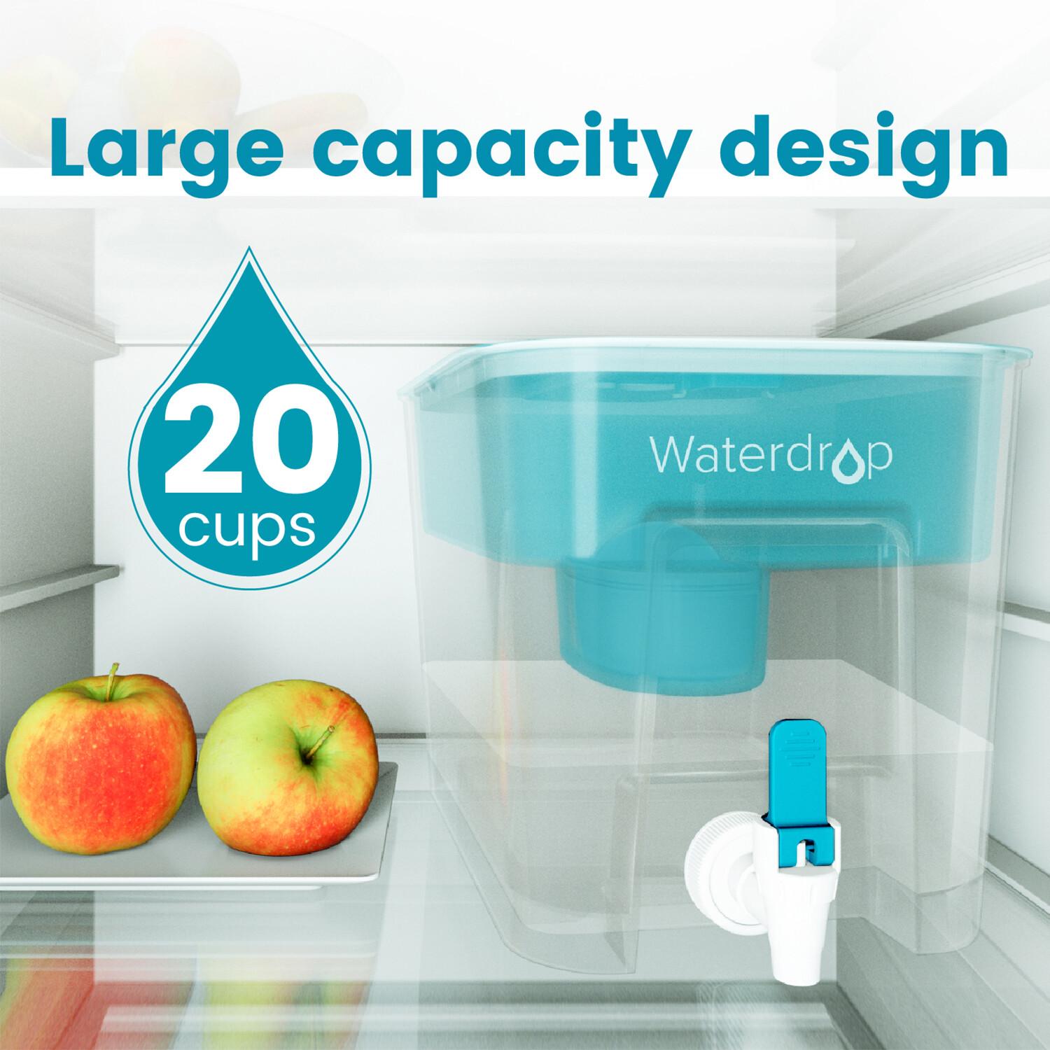 200-Gallon Long-Life 20-Cup Water Filter Dispenser with 4 Filter, Blue