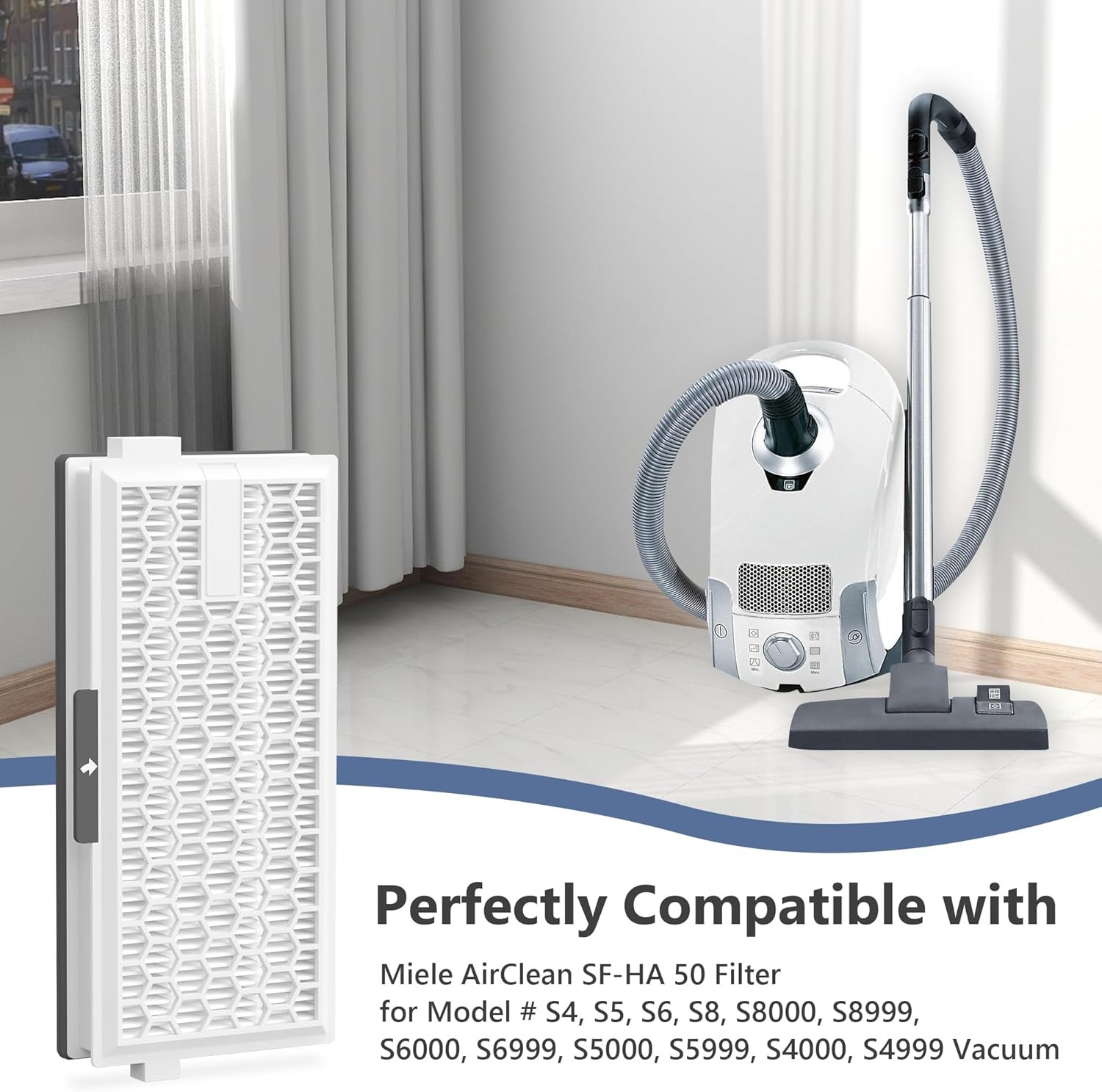 4 Packs Replacement Filters Compatible with Miele AirClean SF HA 50 Filter