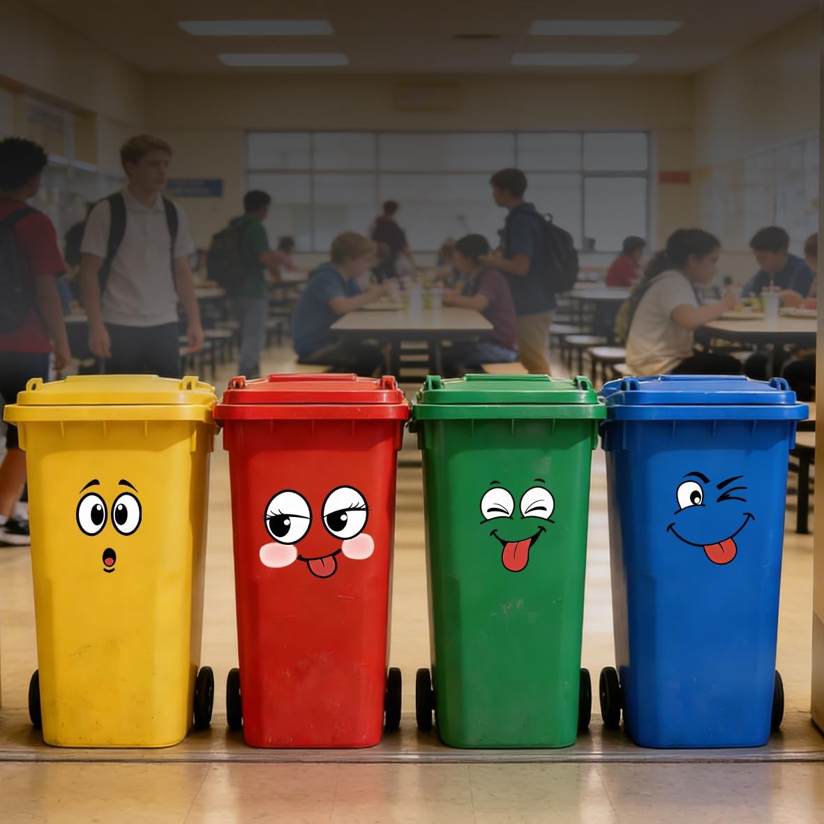 4 Pcs Funny Trash Garbage Can Stickers-Cute Toilet Lid Decal,Adhesive Cartoon…