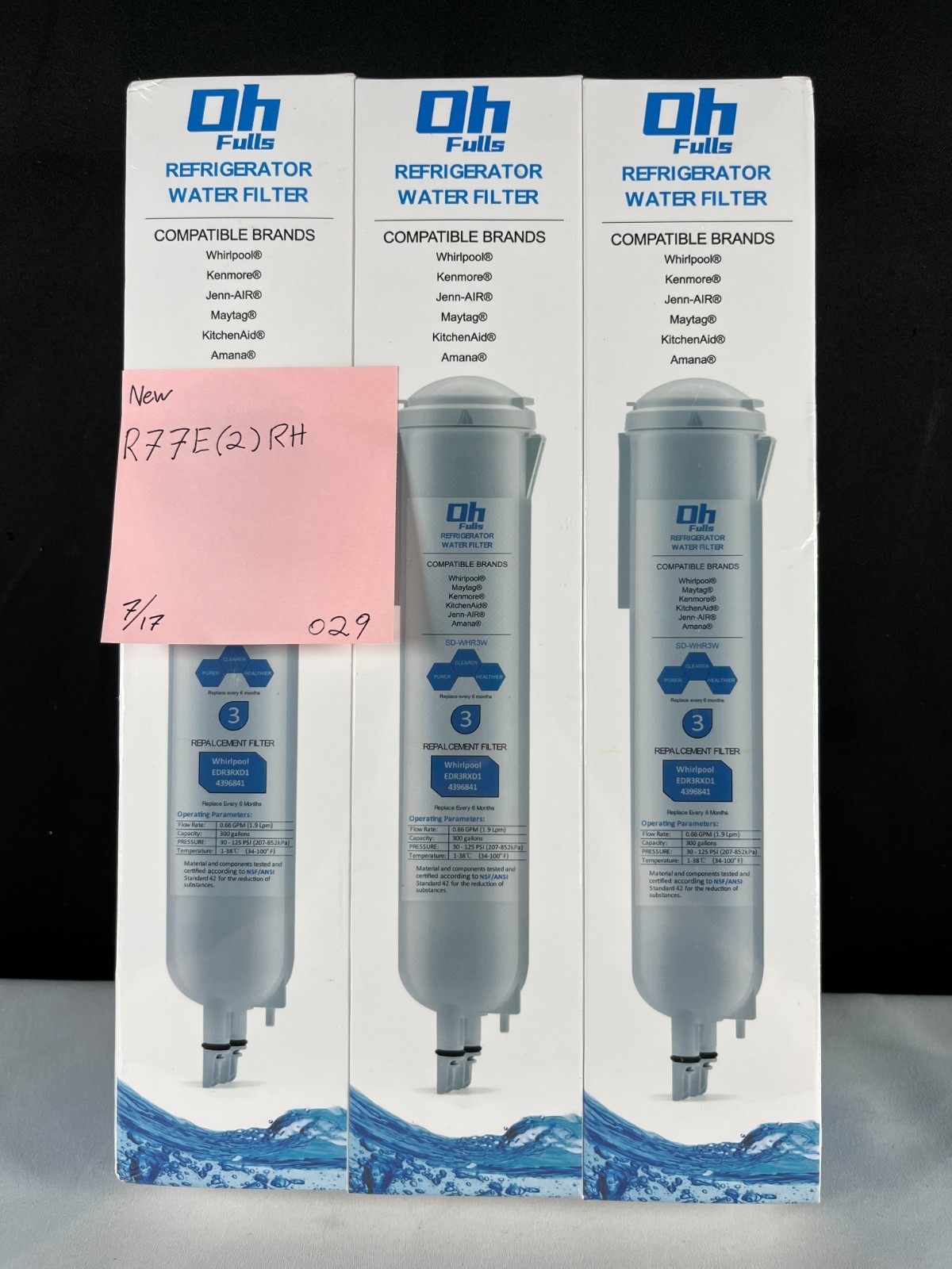 Oh Fulls Refrigerator Water Filter Compatible For Various Brands 3 Pack