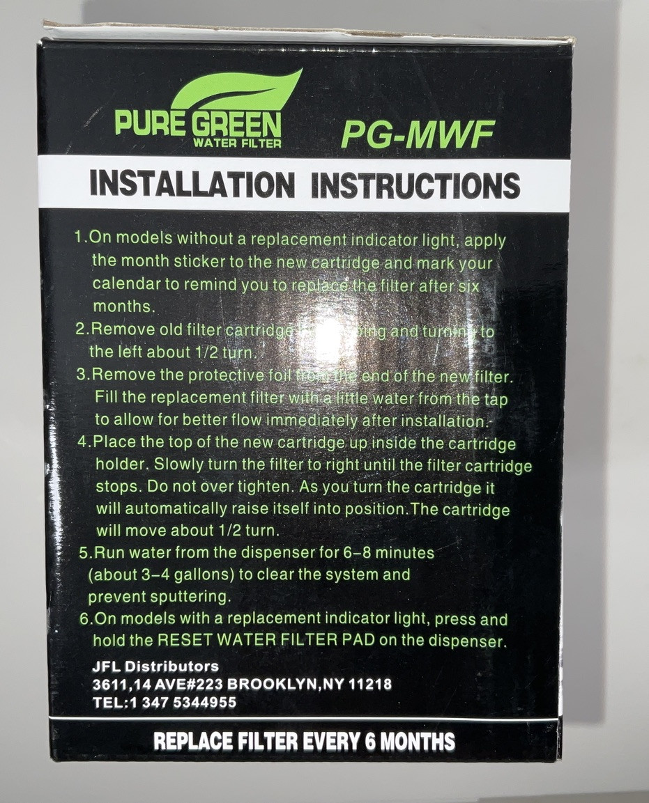 NIP Lot 2 Pure Green Water Filters PG-MWF For GE & Kenmore Refrigerators