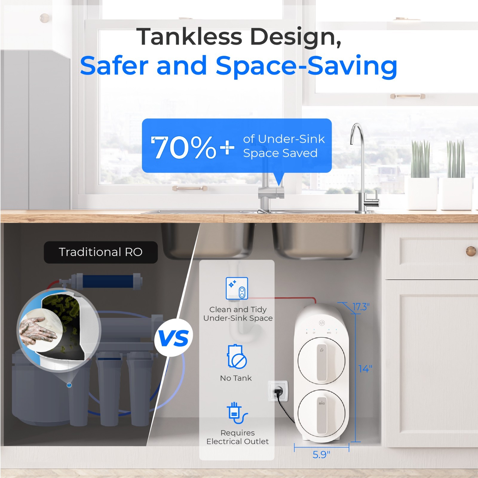 Waterdrop G2P600 Reverse Osmosis System, 600 GPD Reverse Osmosis Water Filter