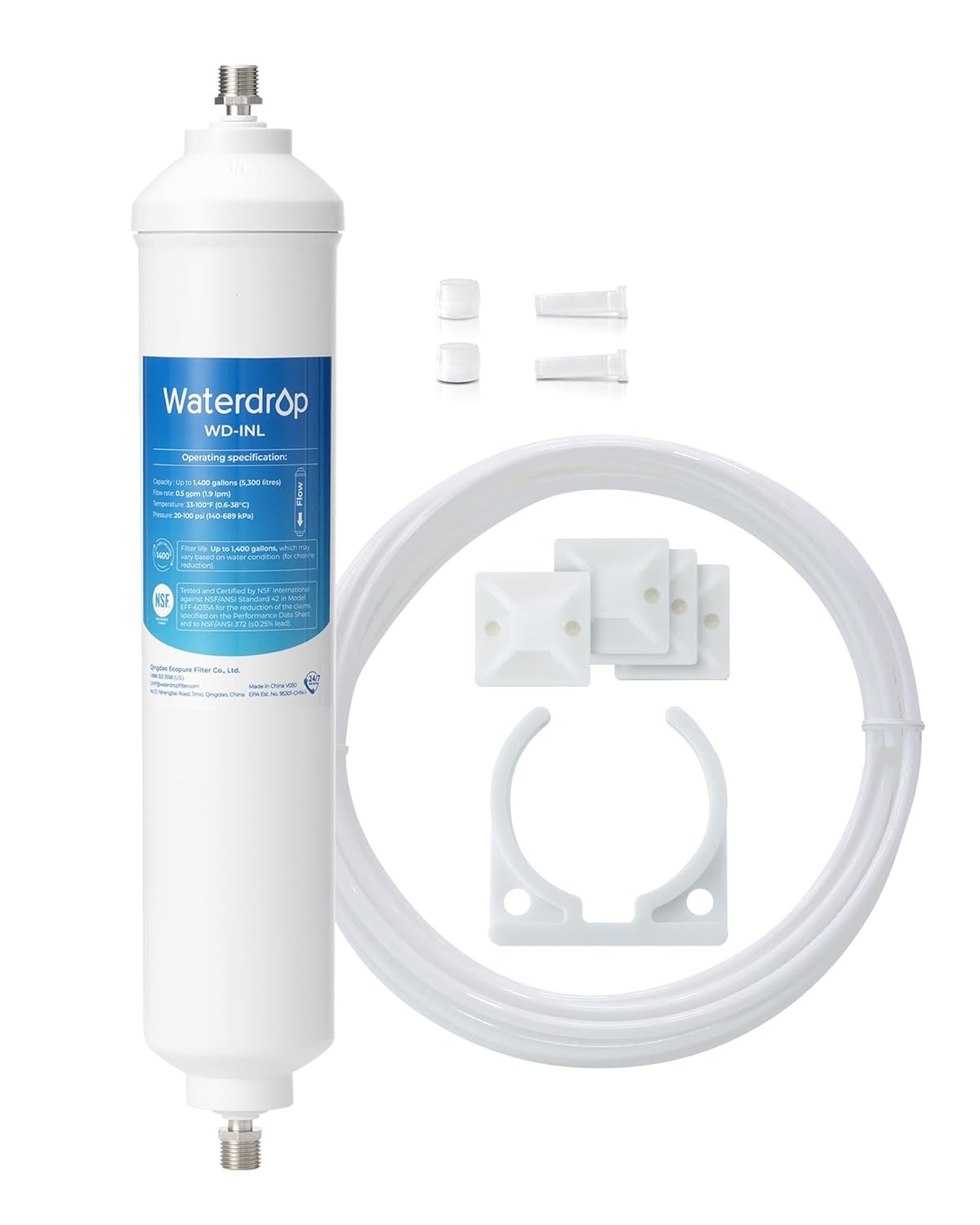 Inline Water Filter for Refrigerator Ice Maker NSF Certified 1 Year Waterdrop