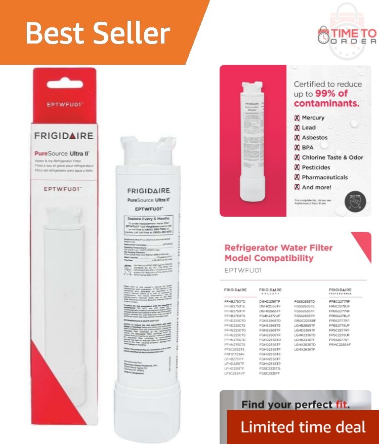 Refrigerator Water Filter PureSource Ultra II White 1 Pack Removes Impurities