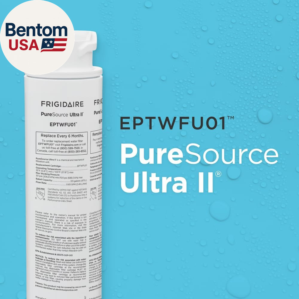 FRIGIDAIRE EPTWFU01 Puresource Ultra II Refrigerator Water Filter, 1 Count, Whit