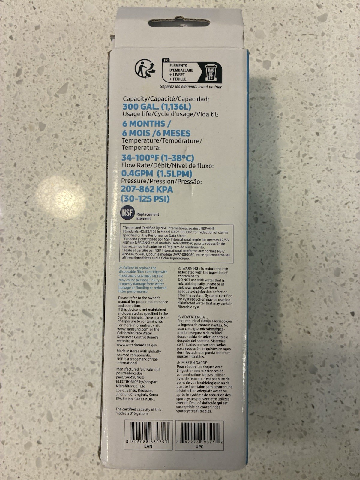 Genuine Samsung DA97-17376B HAF-QIN/EXP REFRIGERATOR Water Filter US