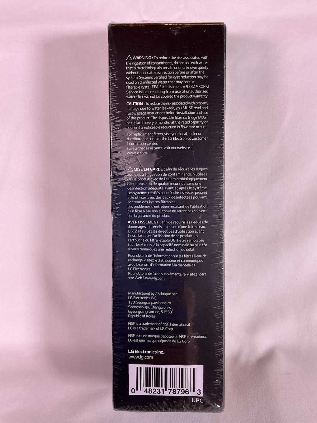 LG OEM Water Ice Fridge Filter Replacement Cartridge LT1000P/PC/PCS, New