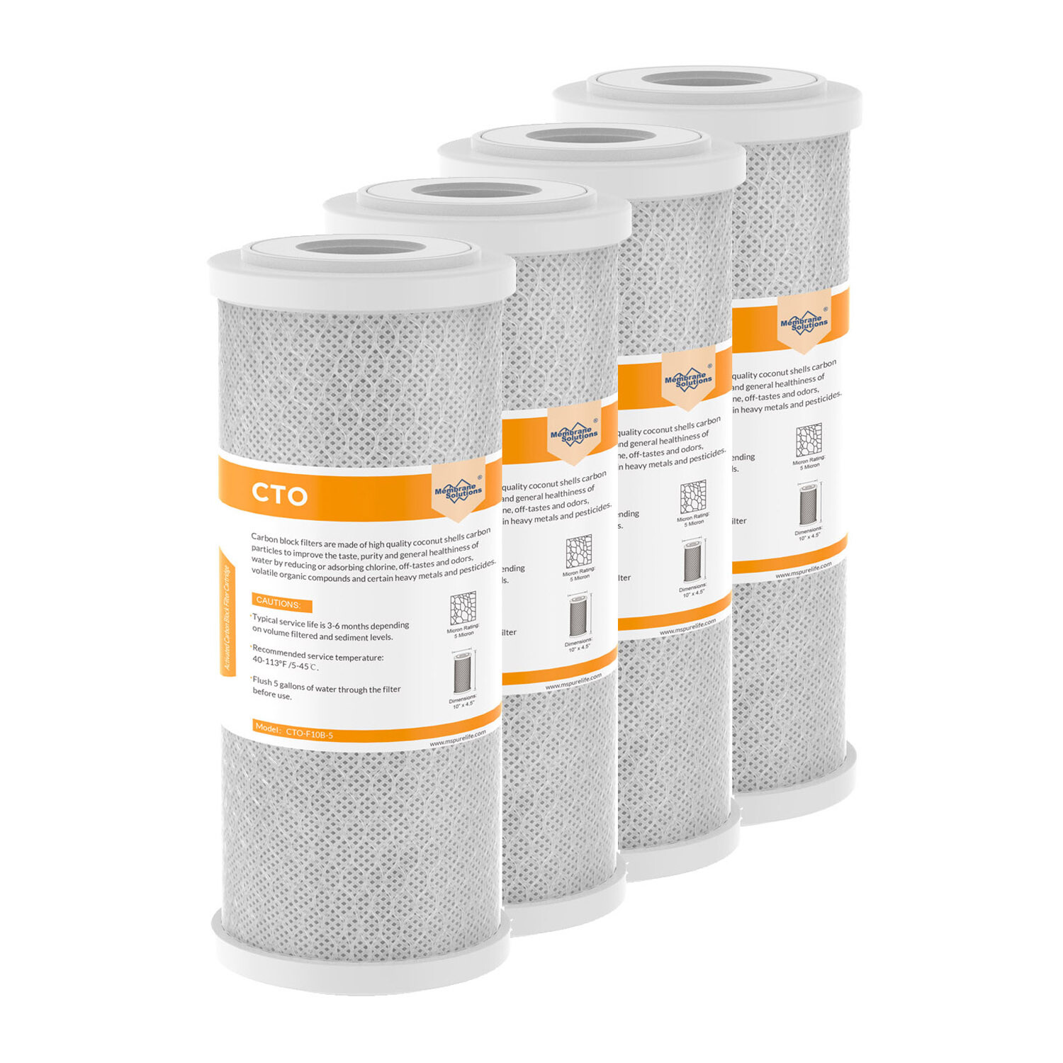 4 Pack 10″x4.5″ Carbon Block Water Filter charcoal for Big Blue Well Whole House