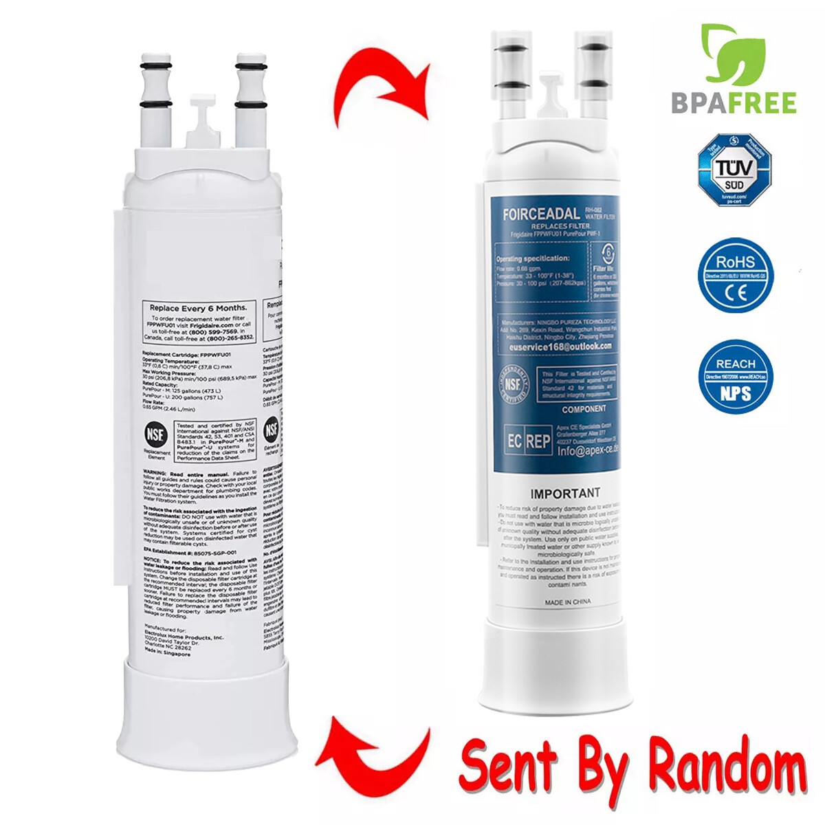 1-2-4 Pcs for Frigidaire PWF-1 FPPWFU01 Refrigerator PurePour Water & Ice Filter