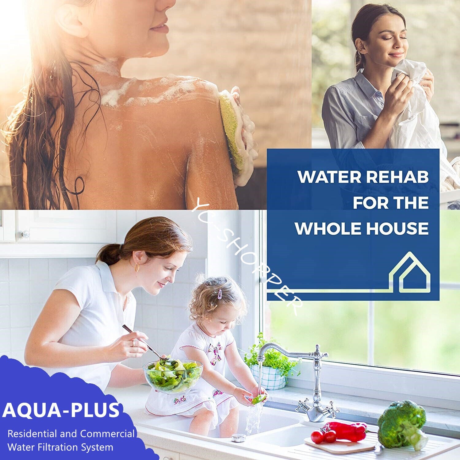 20″ x 4.5″ Big Blue Triple 3 stages Whole House Water Filter System Rain Tank