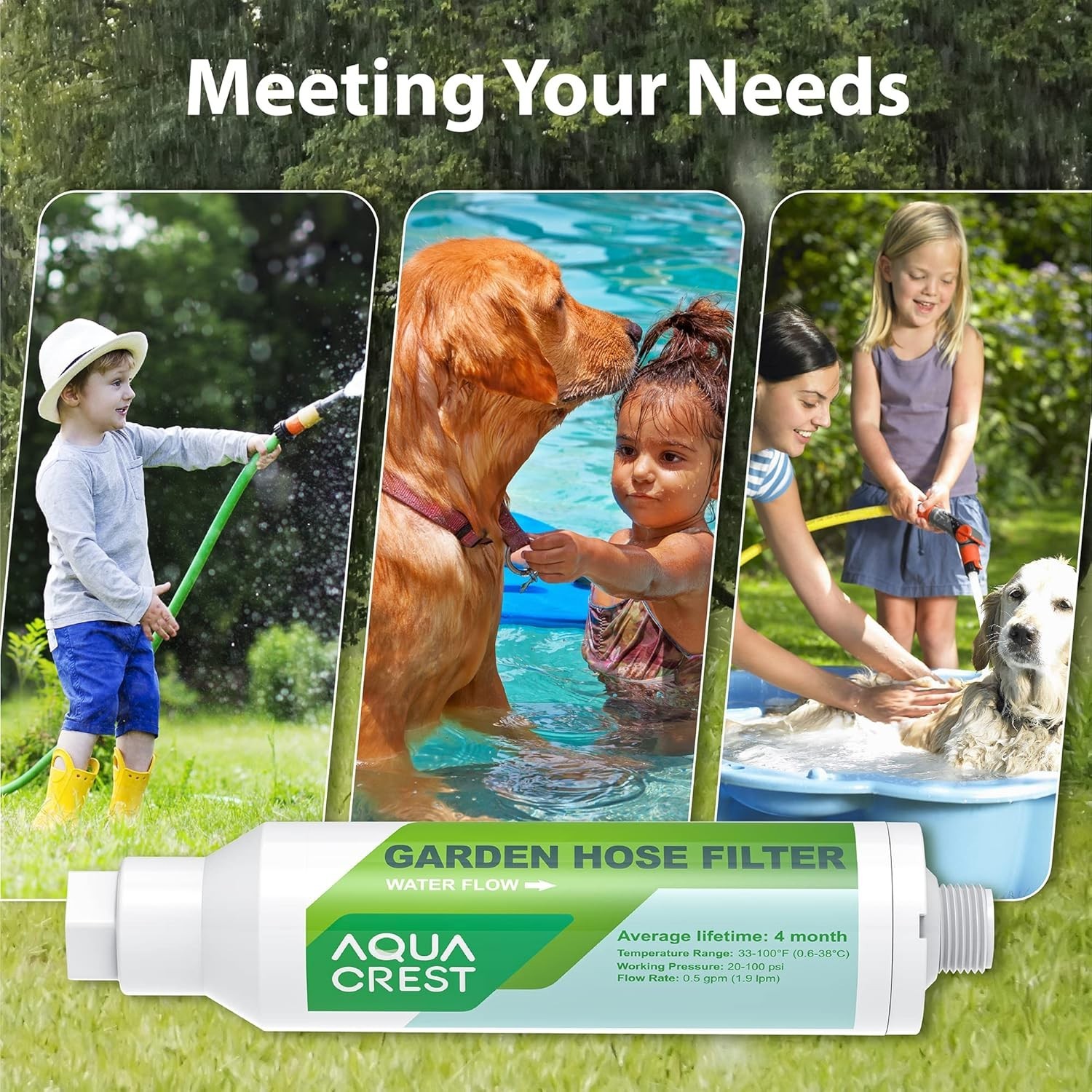 AQUA CREST Garden Hose Water Filter, for Organic Gardening, Farming, Pack of 2