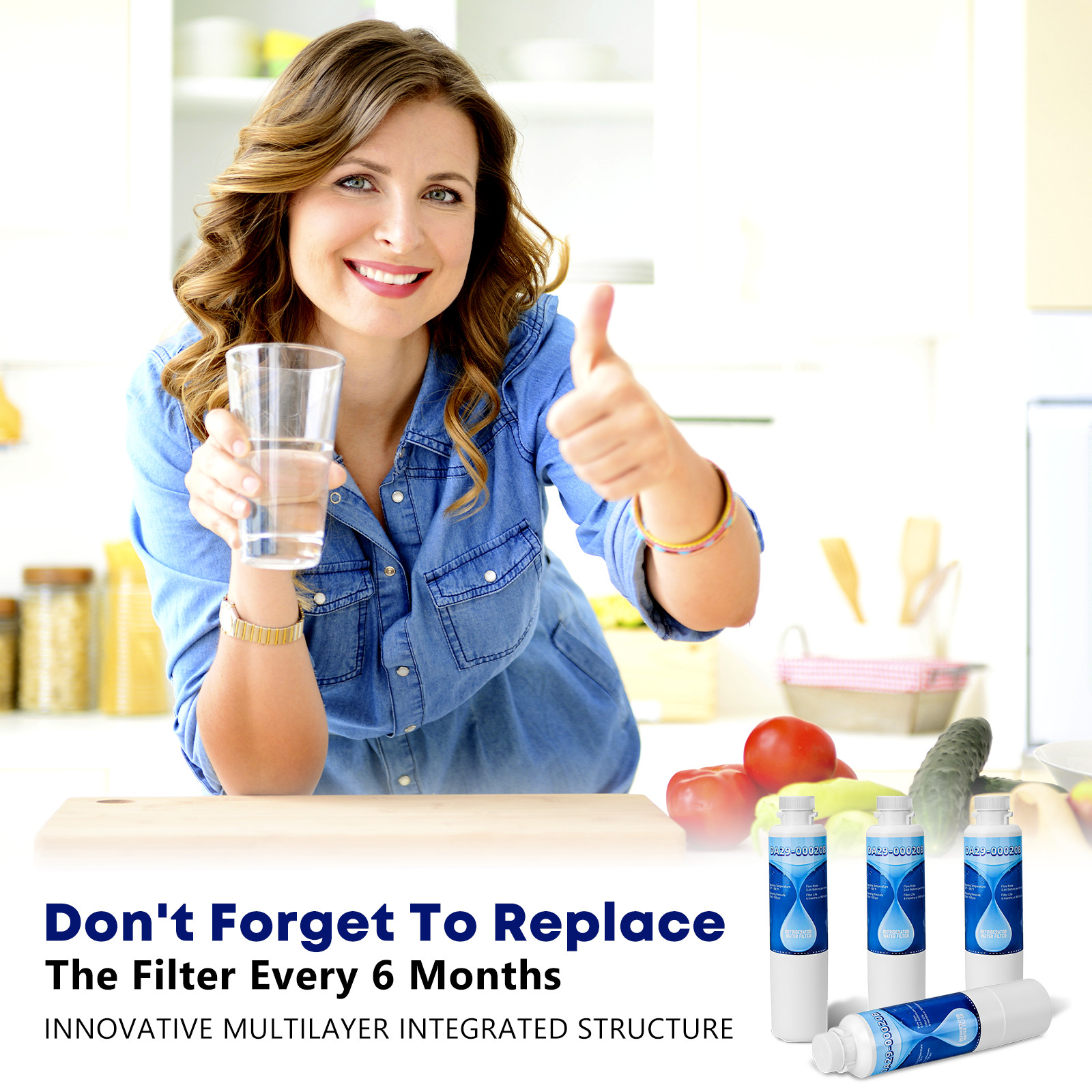 4 Pack Replacement Water Filter Compatible with Samsung DA29-00020B, HAF-CIN/EXP