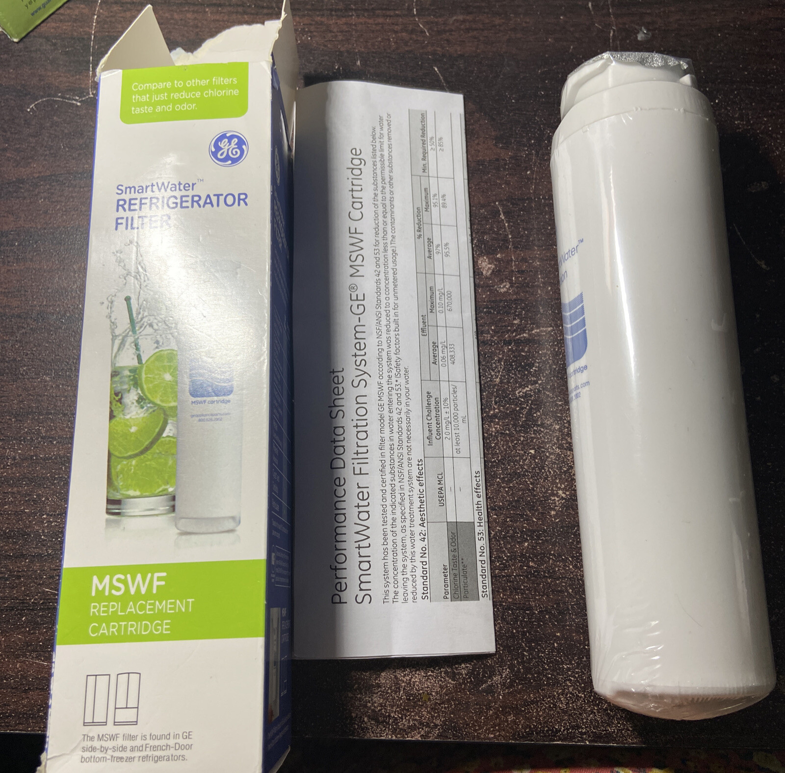NEW Genuine GE MSWF SmartWater Refrigerator Water Filter Replacement Cartridge