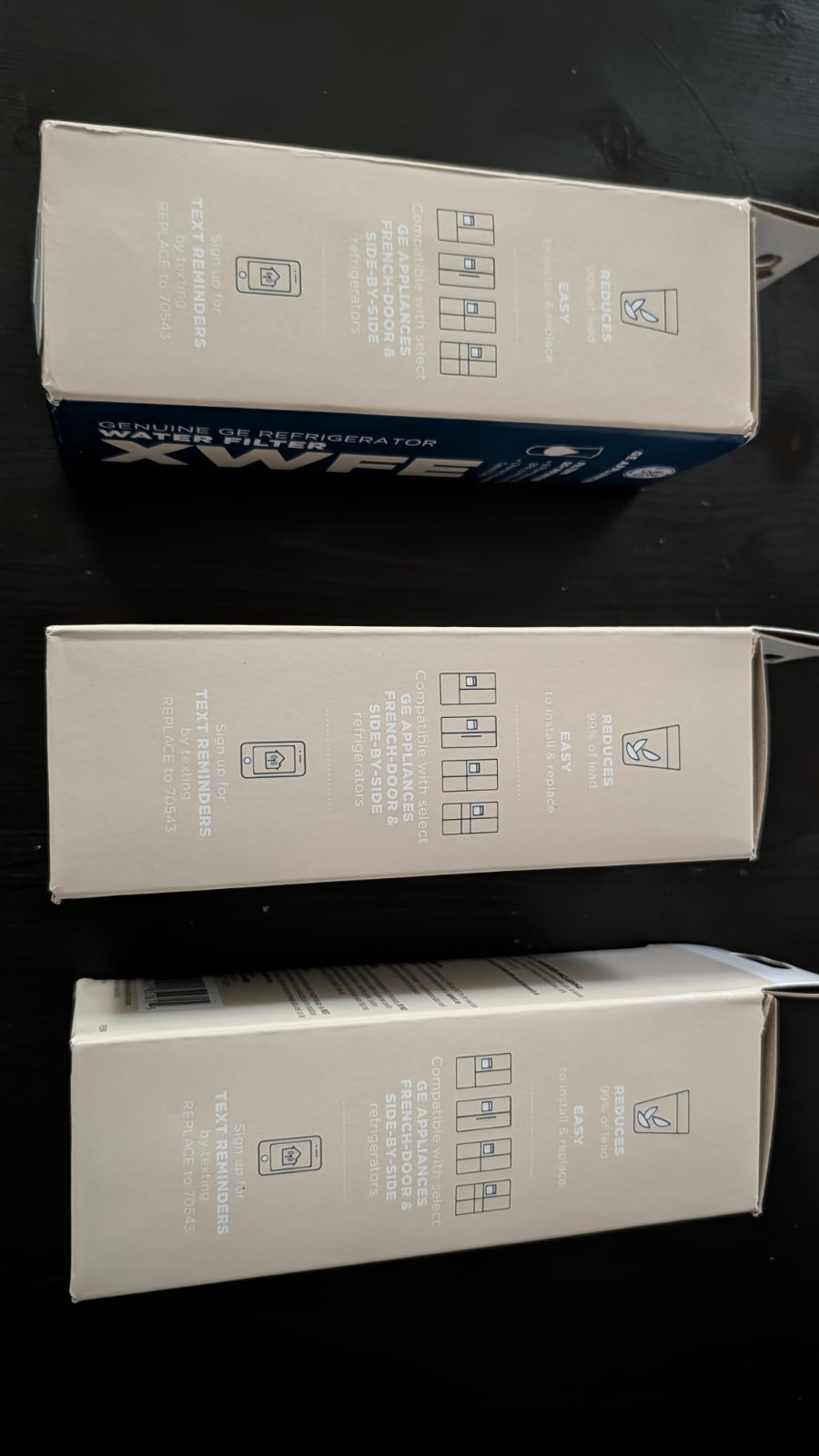 GE XWFE Refrigerator Water Filter Non RFID Chip Lot of 3