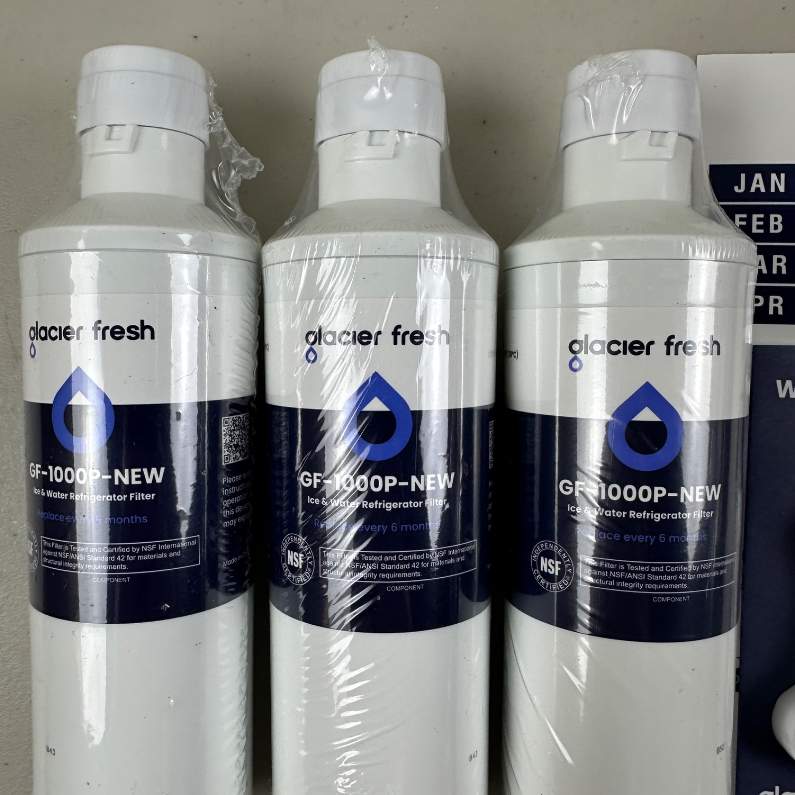 3 PACK GLACIER FRESH GF-1000P-NEW LT1000PC Refrigerator Water and Air Filter