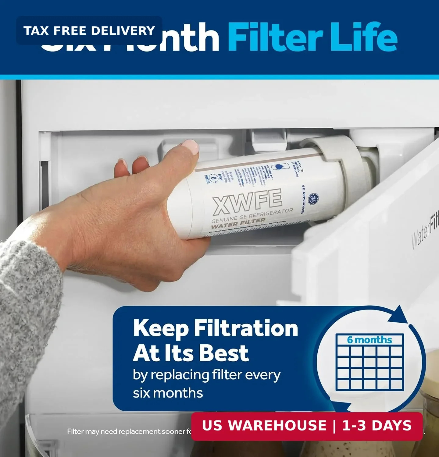 XWFE Refrigerator Water Filter, Genuine Replacement Filter, Certified to Redu