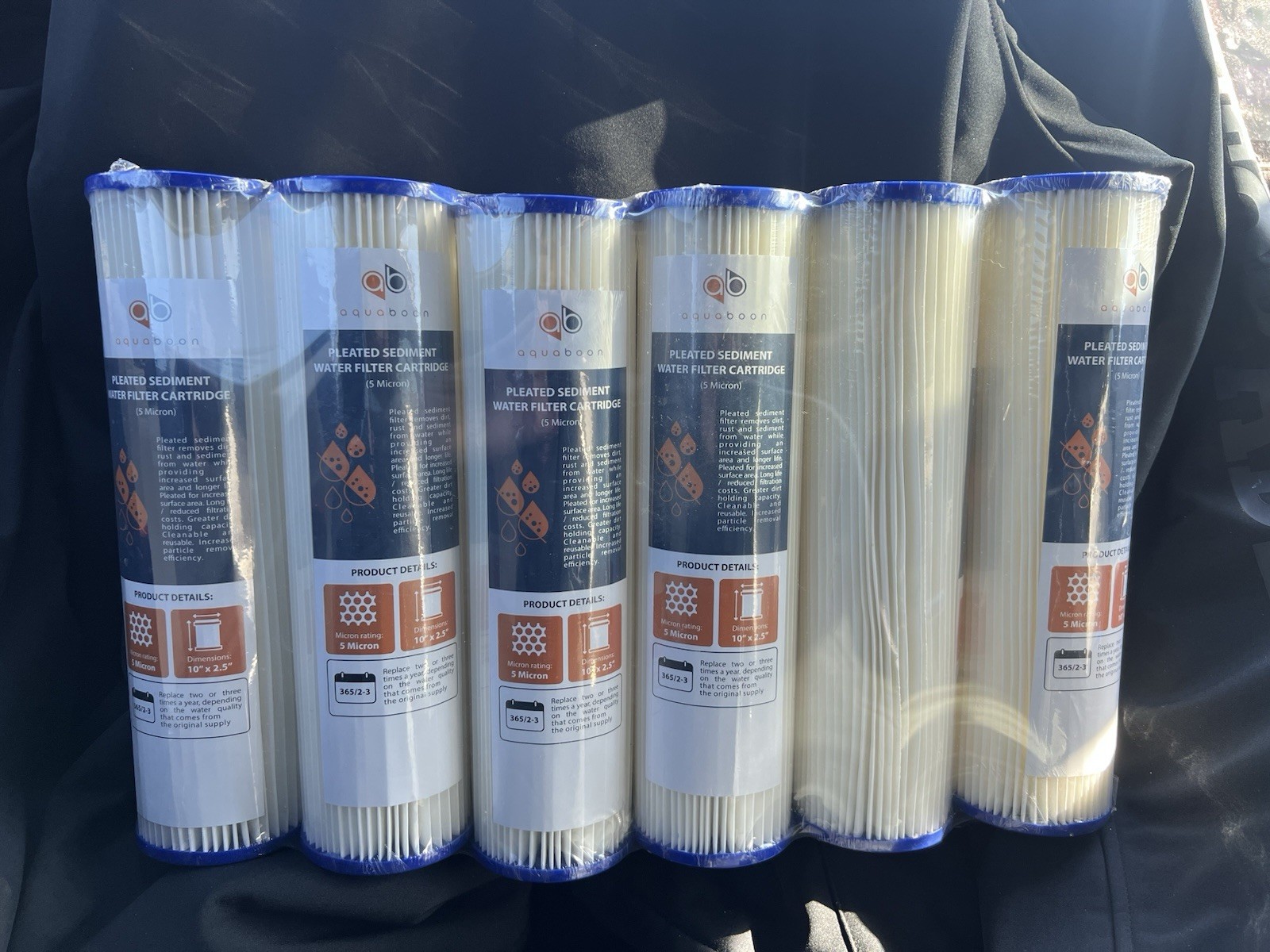 6 Pack Of Aquaboon 5 Micron 10 X 2.5 In Pleated Sediment Water Filter Cartridge