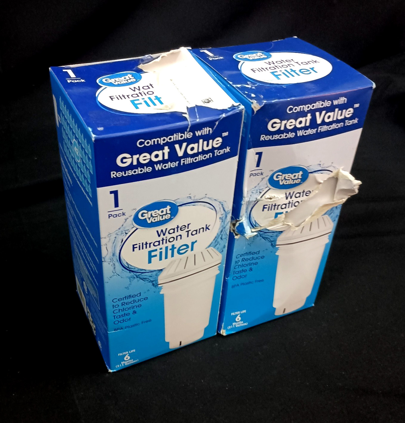 2- Pack GREAT VALUE Replacement Water Filters GVWF – New Filters – Rough Boxes