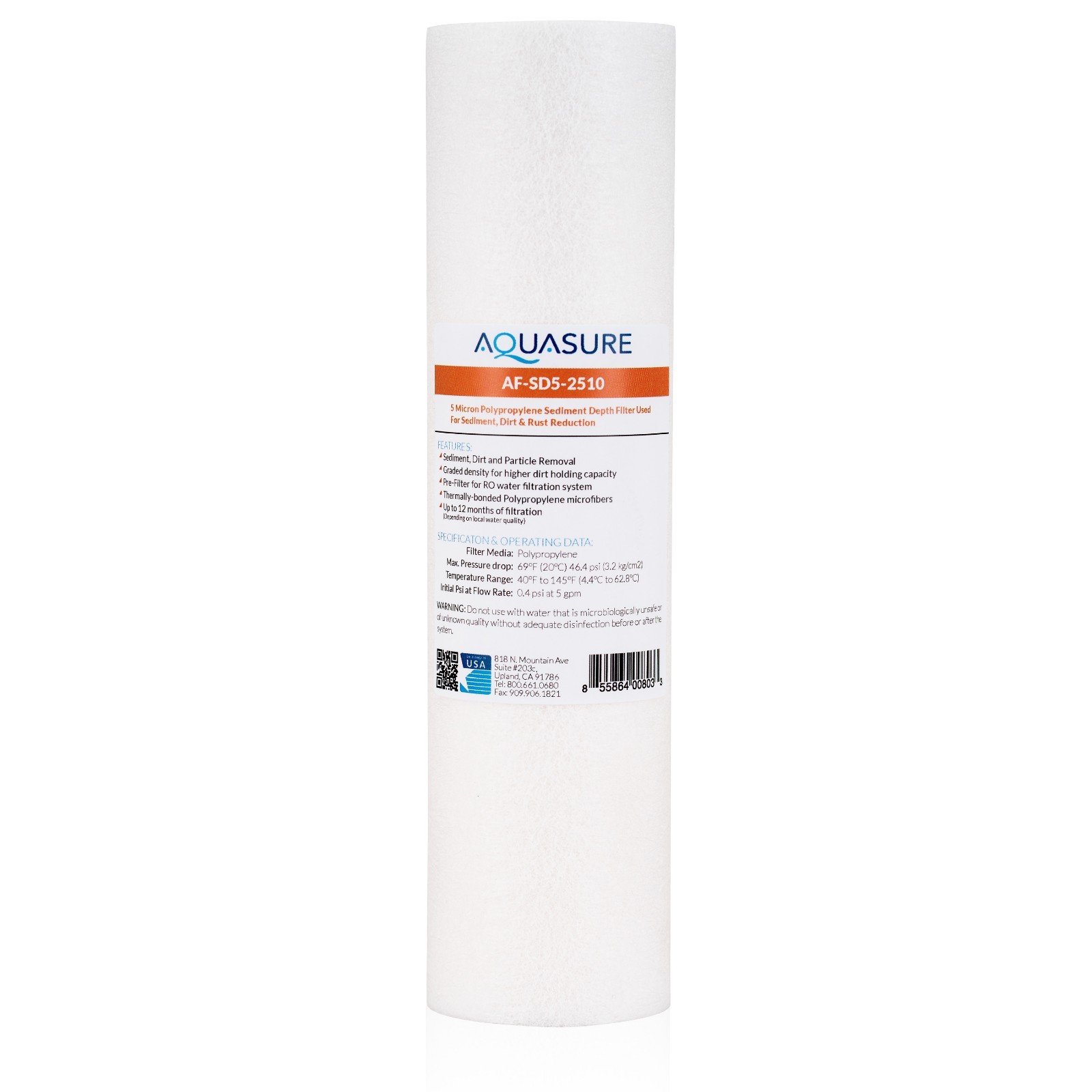 Aquasure Pioneer Series 5 Micron Polypropylene Sediment Depth Filter 10″