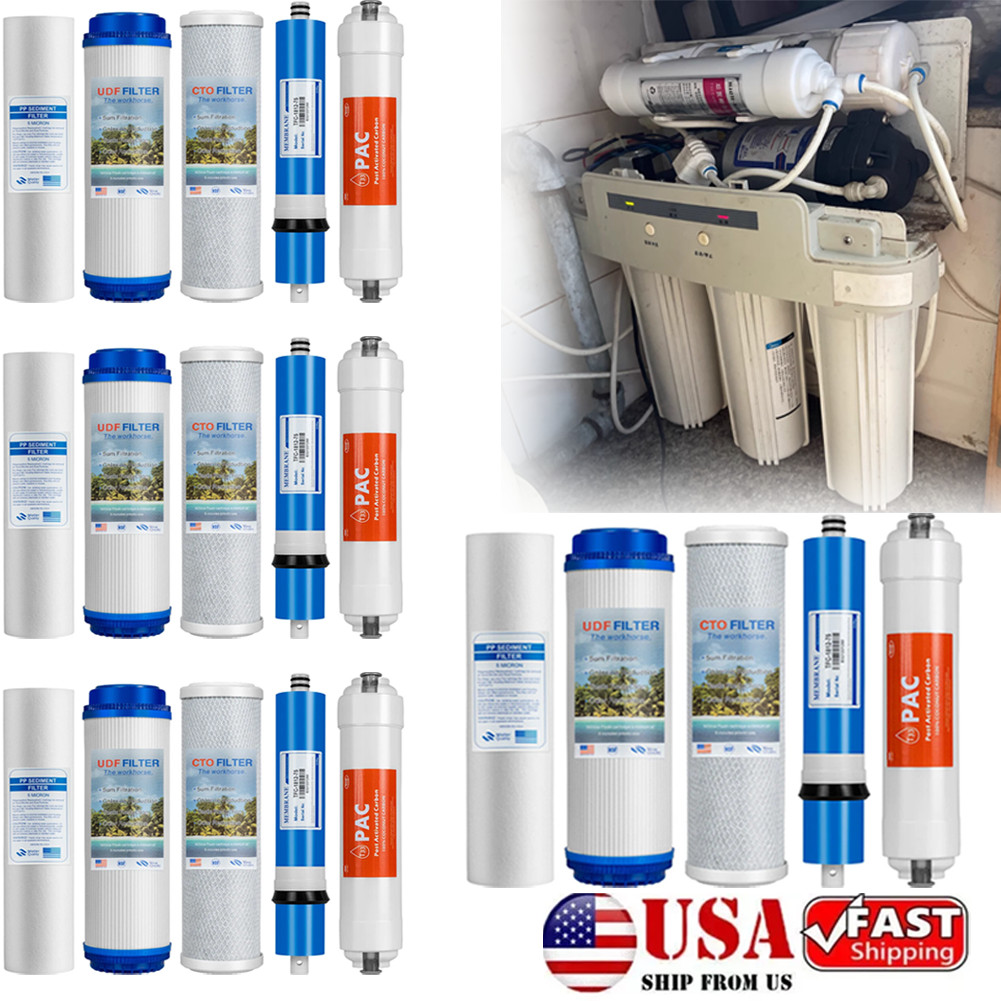 5 Stage Reverse Osmosis System Water Filter with 75GPD RO Membrane Multi-Set USA