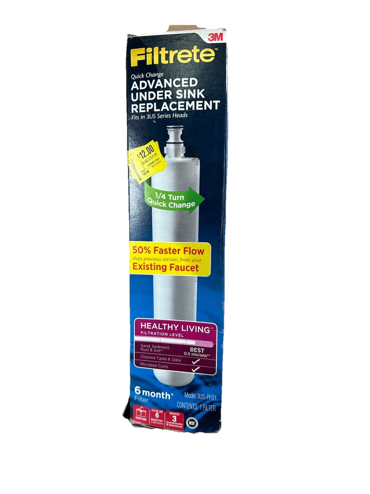 FILTRETE Advanced Under Sink Quick Change Water Filtration Filter 3US-PF01