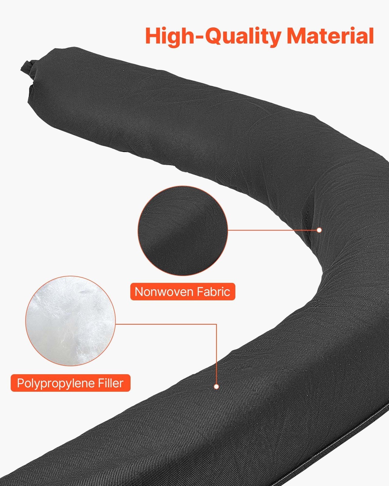 10ft x 5in High-Permeability Sediment Sock Polypropylene Drainage Protection