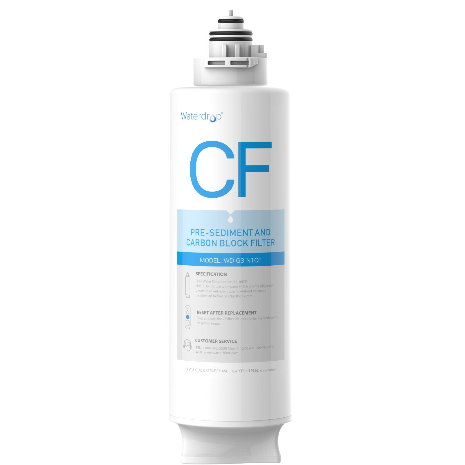 Waterdrop WD-G3-N1CF Filter, 6-month Lifetime, used for Reverse Osmosis System