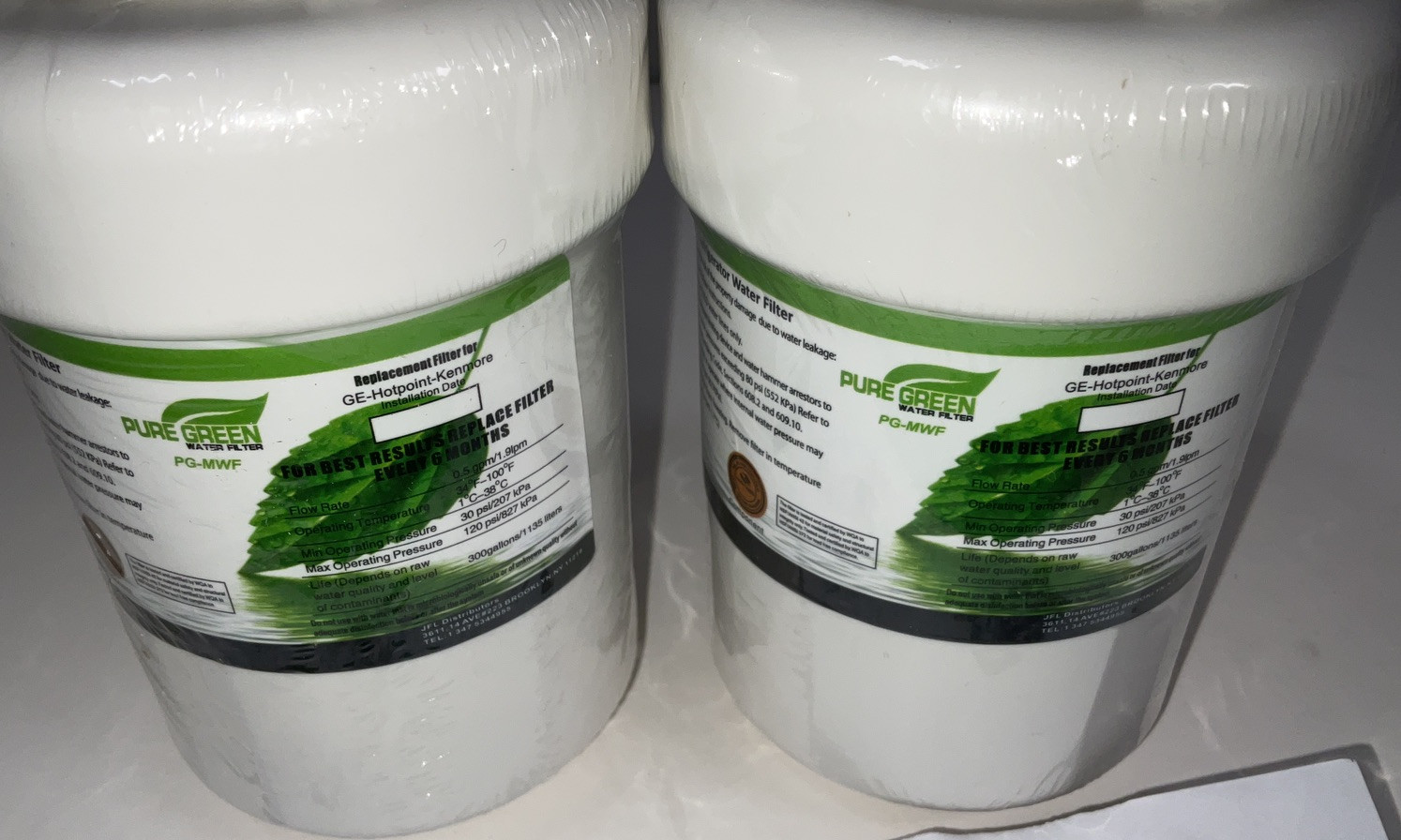 NIP Lot 2 Pure Green Water Filters PG-MWF For GE & Kenmore Refrigerators
