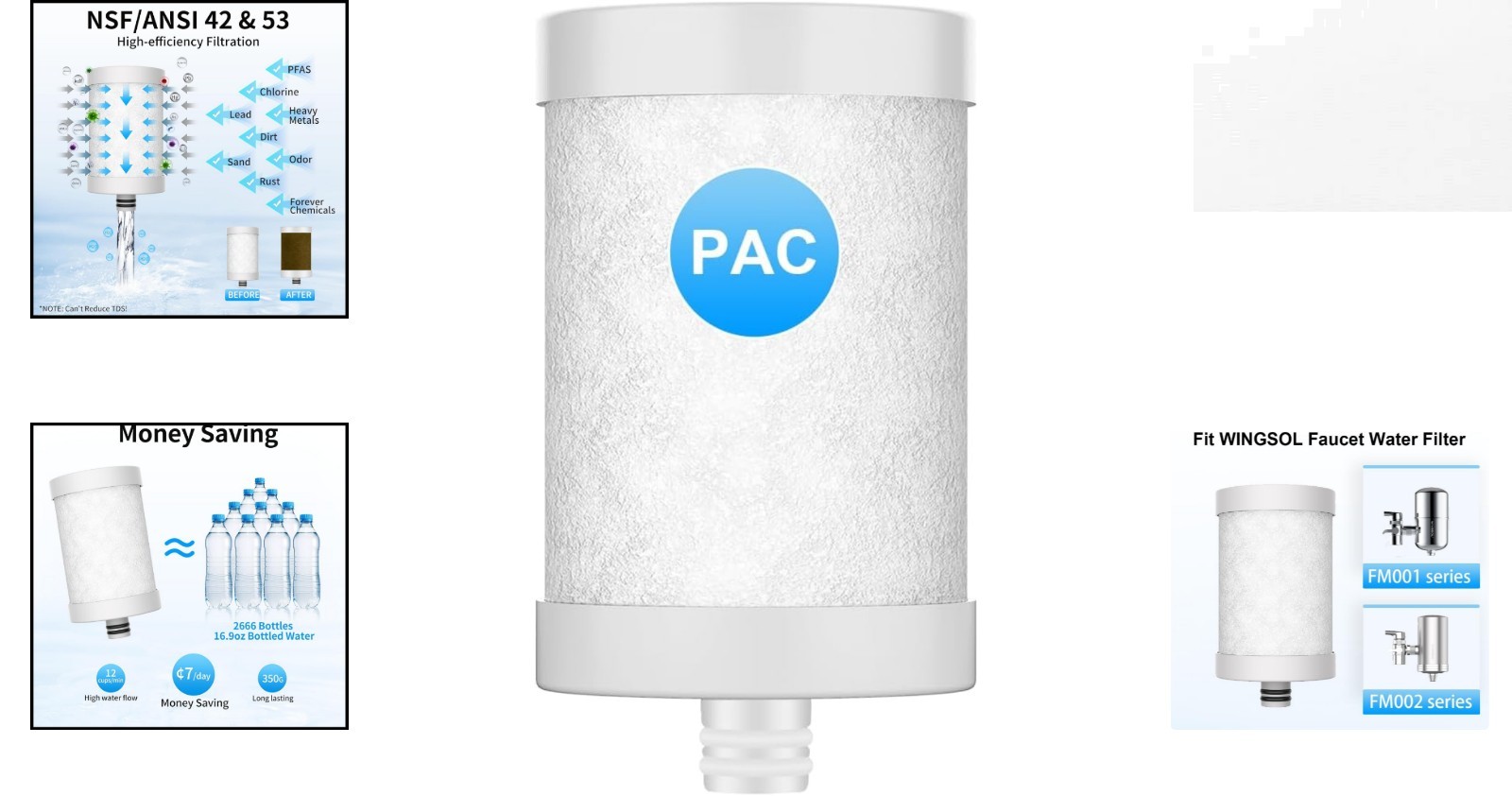 Long-Lasting Carbon Fiber Faucet Filter Cartridge – Compatible with WS-FM001/002