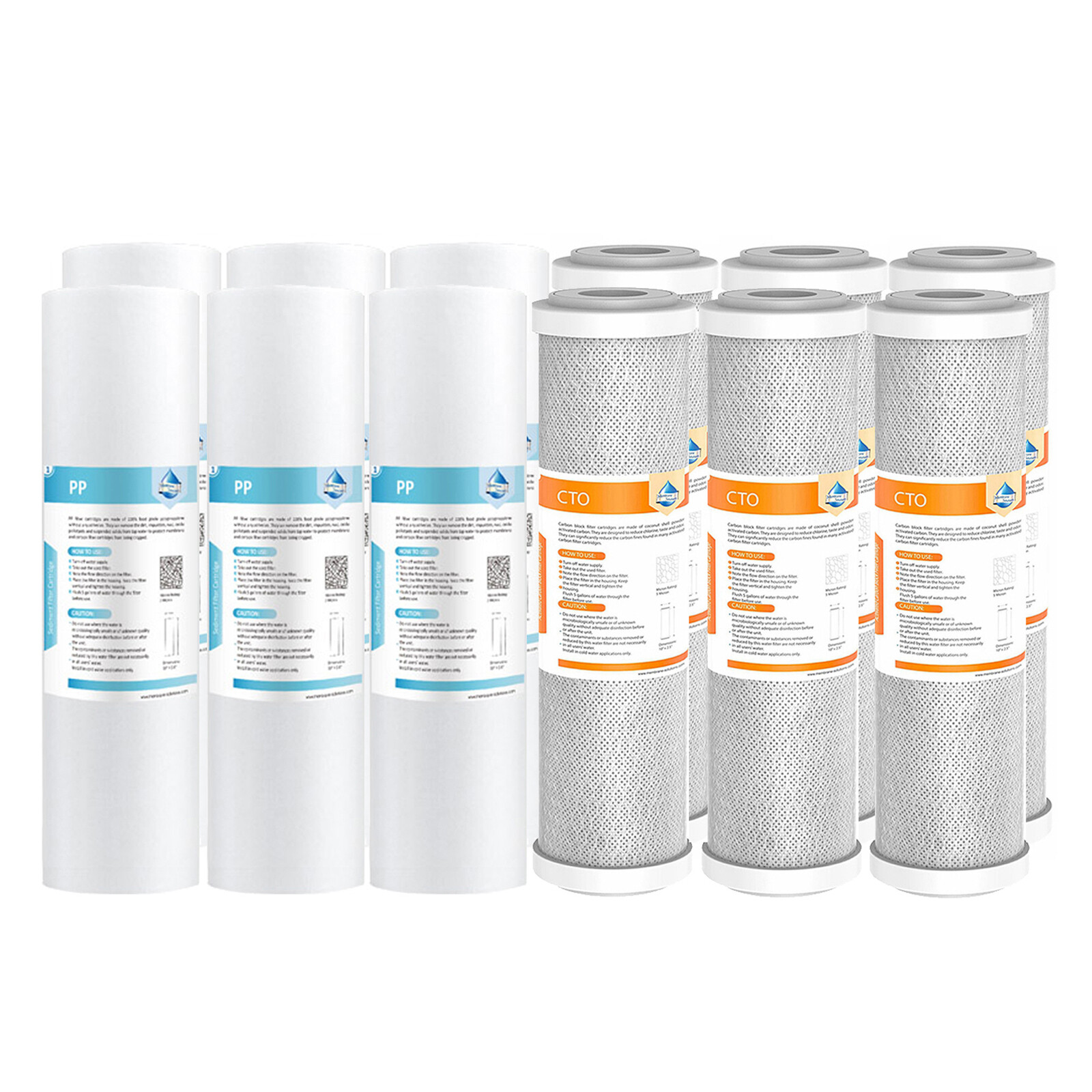 1-6 Set 10″x2.5″ 2-Stage Sediment Carbon Block Water Filter Purifier Whole House