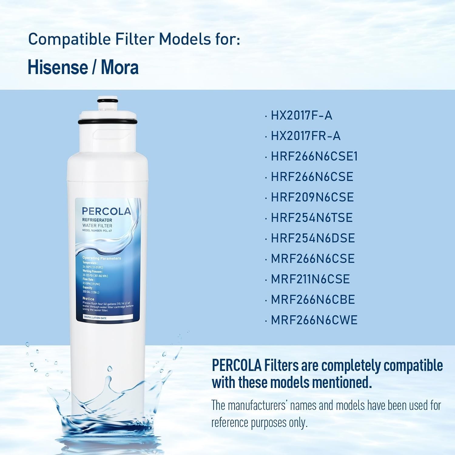 Water Filter Carbon Fiber Compatible with Hisense Refrigerator 1 Pack