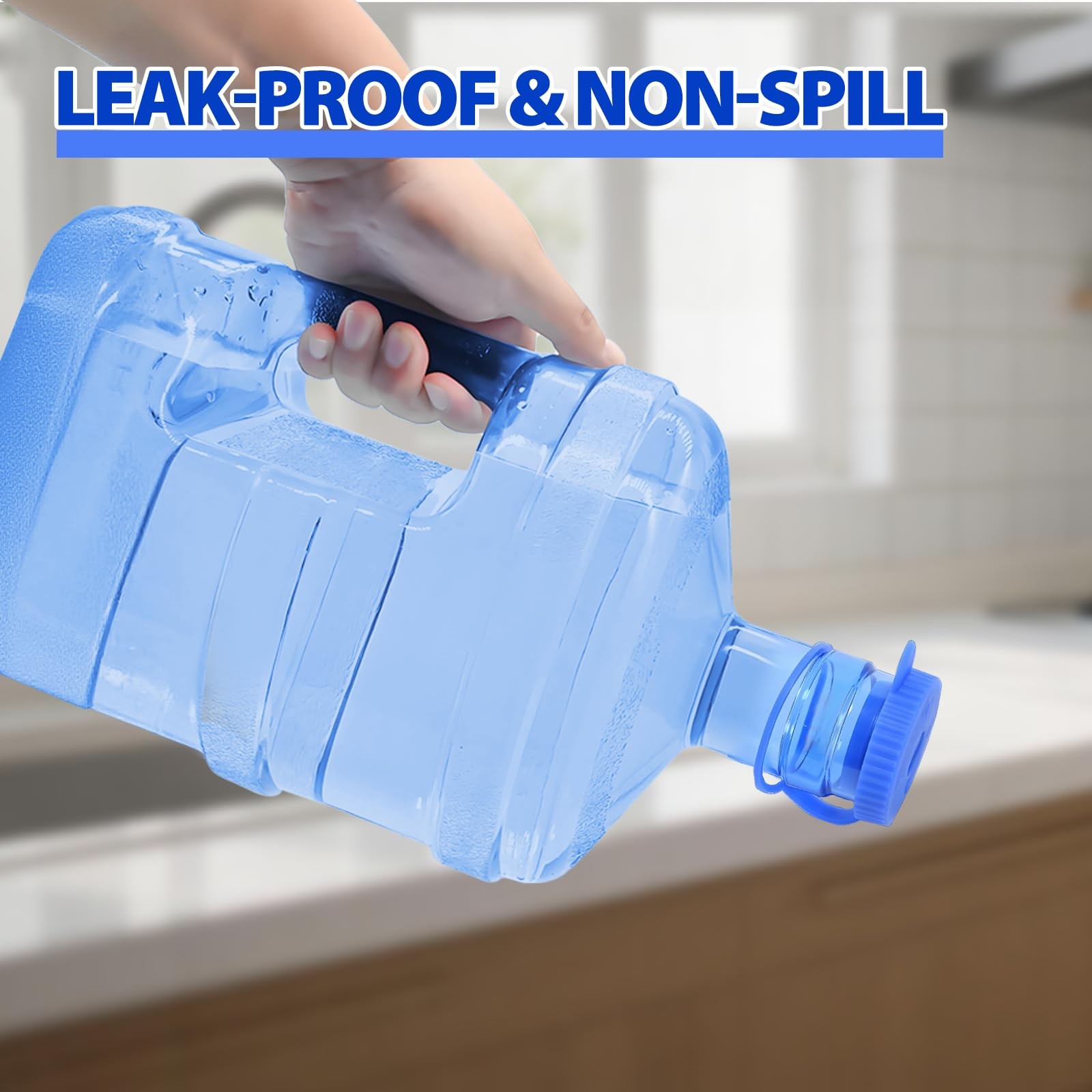 Simpldell 4 Pack Reusable Water Jug Caps for 3 & 5 Gallon Bottles, 55mm Blue
