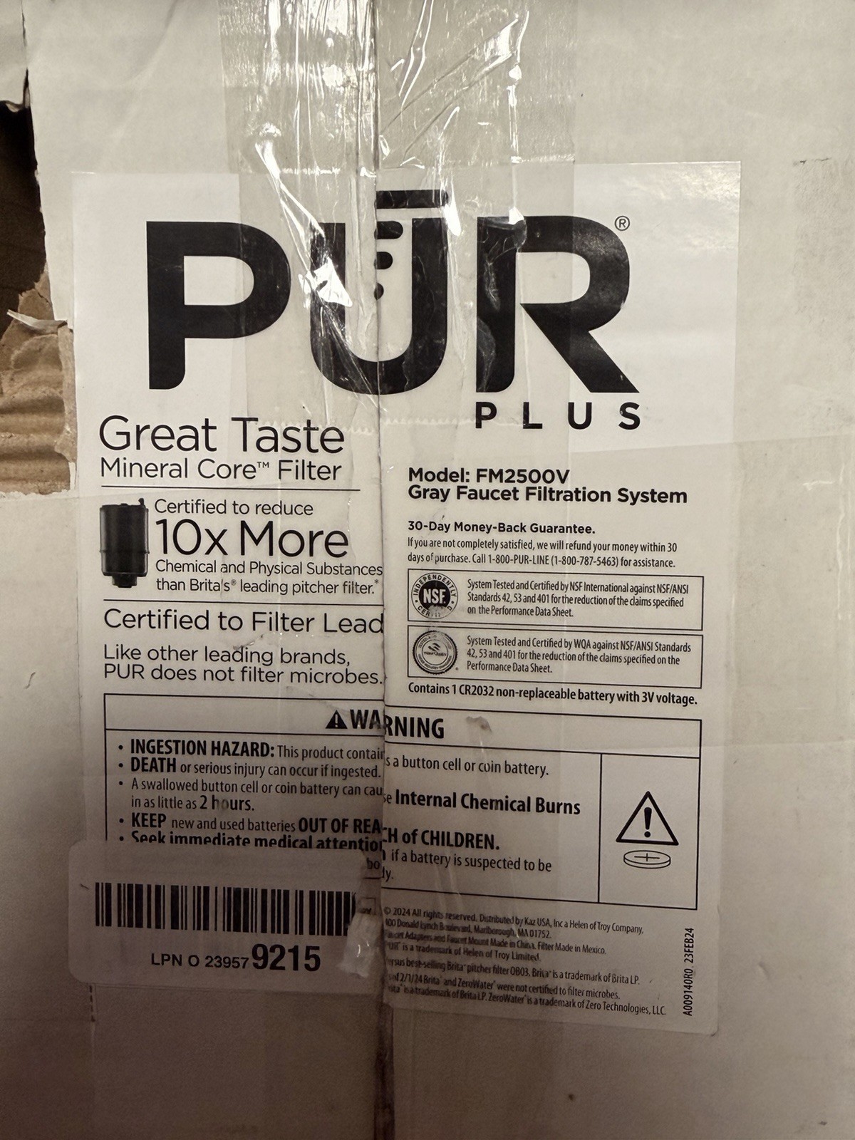 PURE PLUS Faucet Mount Water filter- Gray PUR Filter FM2500V