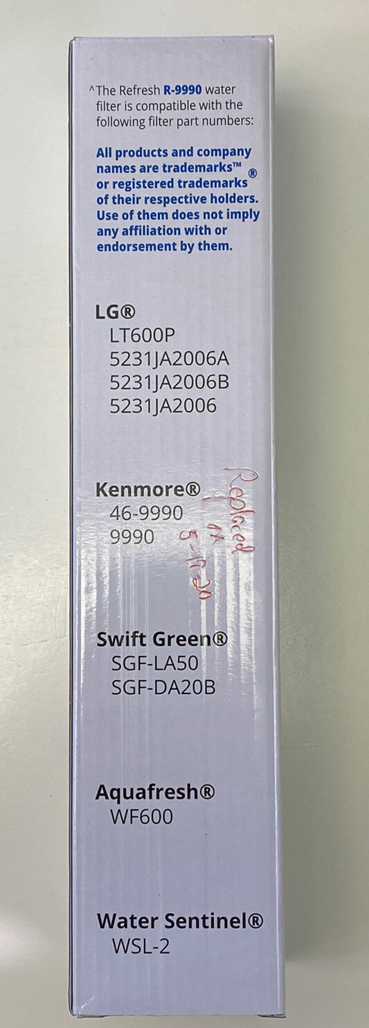 Refresh Premium Refrigerator Water Filter R-9990-S for LG LT600P / Kenmore More
