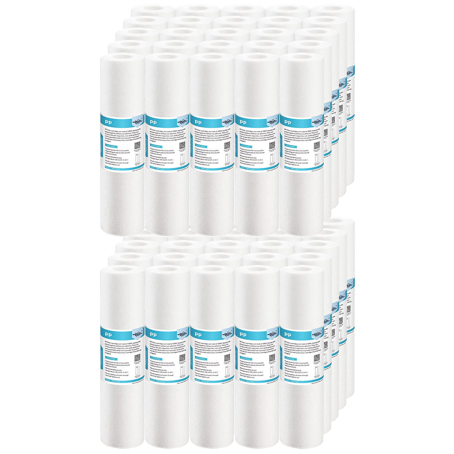 Sediment Melt Blown Water Filter Cartridge Standard 2.5″ x 10″ 5 Micron 50 Pack