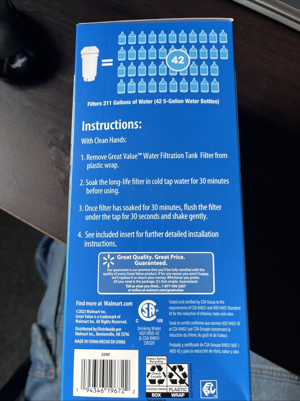 Great Value Water Filtration Tank Replacement Filter for GVRWFT [G4] 6months