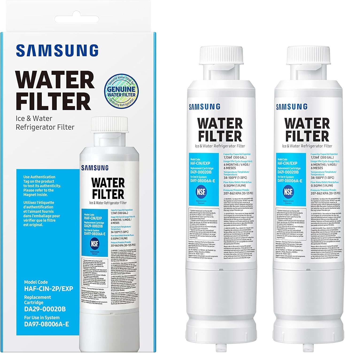 Pack of 2 Samsung ‎DA29-00020B Clear Drinking Water Refrigerator Water Filter