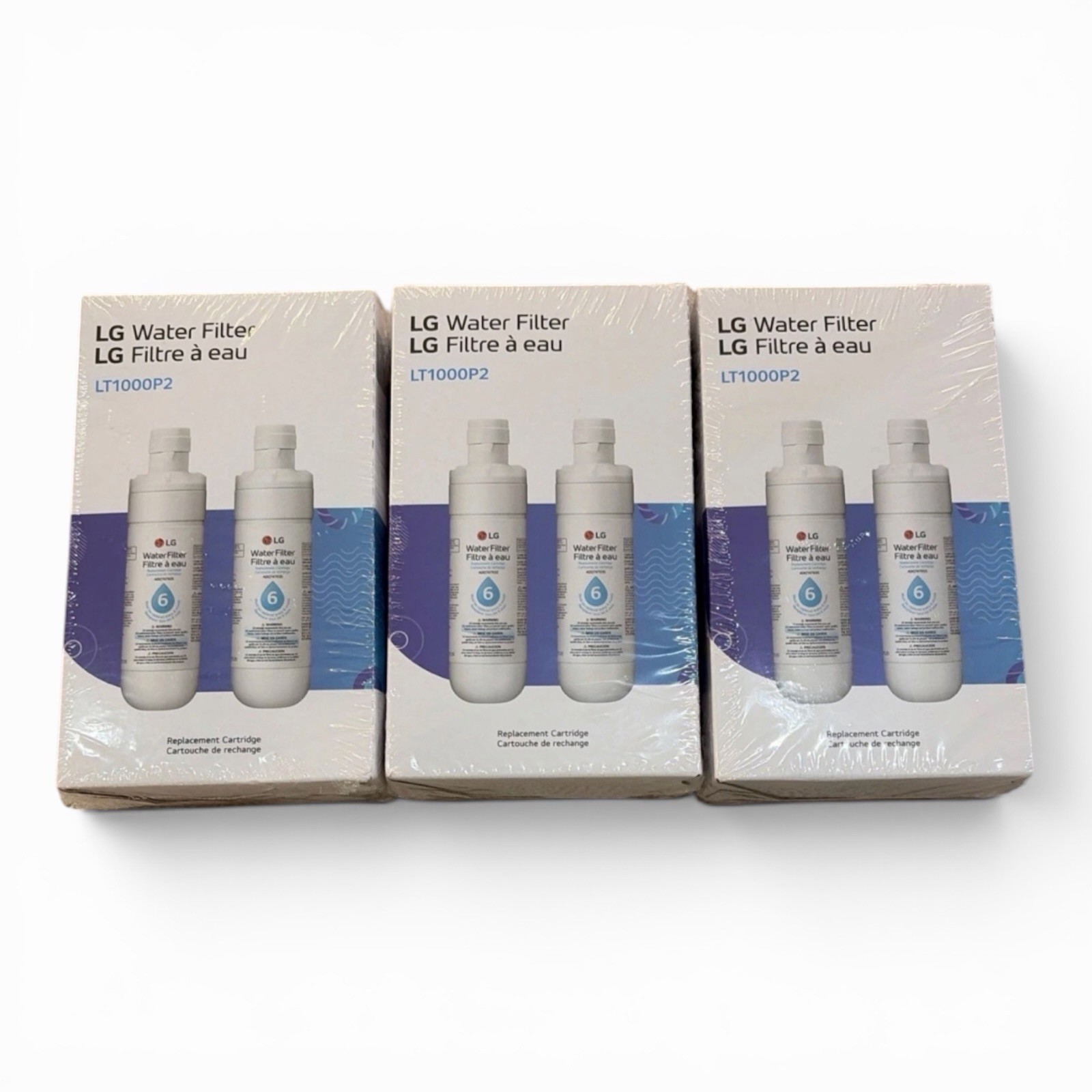2 Pk X3 (6 Total) Genuine LG LT1000P2 Replacement Water Filters – New, Sealed