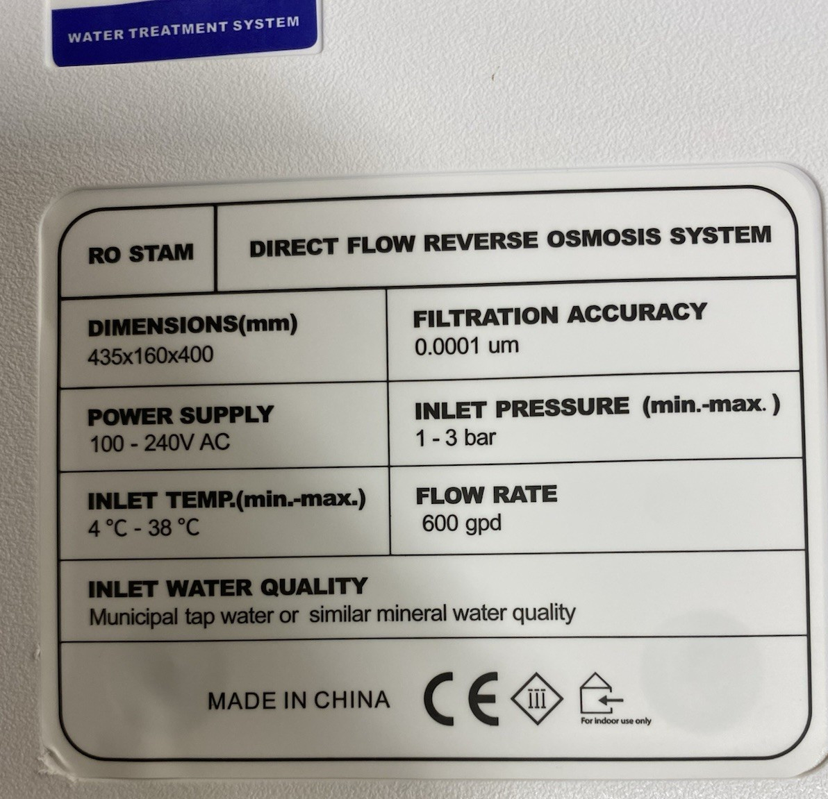 Tankless Reverse Osmosis System 600GPD Under Sink Water Filter RO Purification