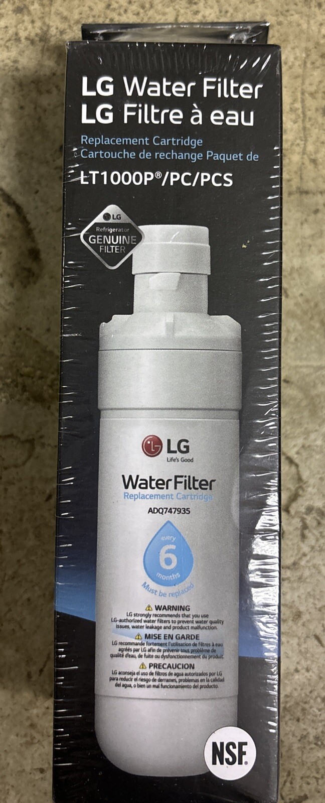 New 1 Pack LT1000P Fit LG LT1000P ADQ747935 Refrigerator Water Filter Black USA