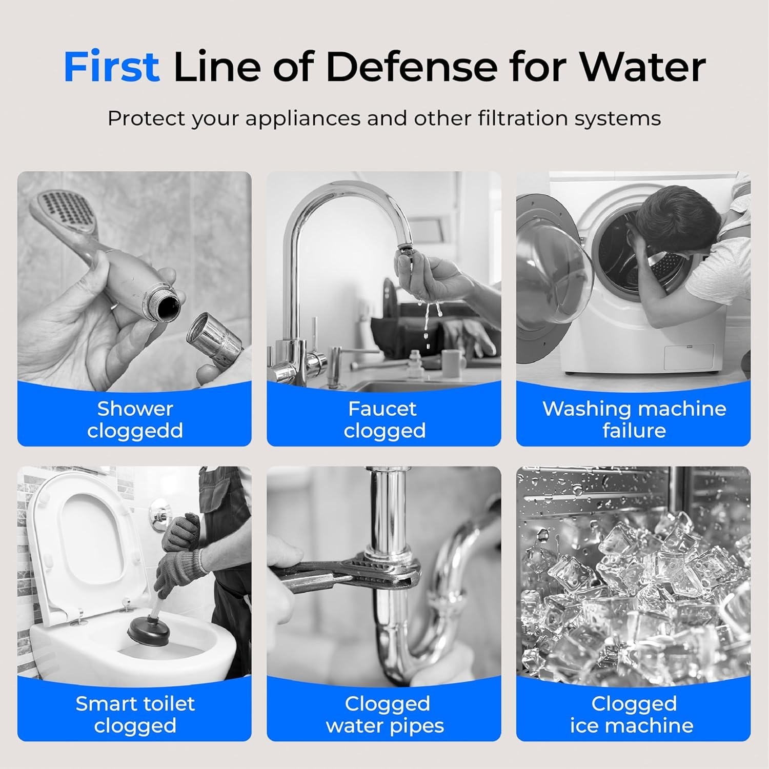 Waterdrop Spin Down Sediment Filter, 50 Micron+200 Micron, Traps Sand, BPA Free
