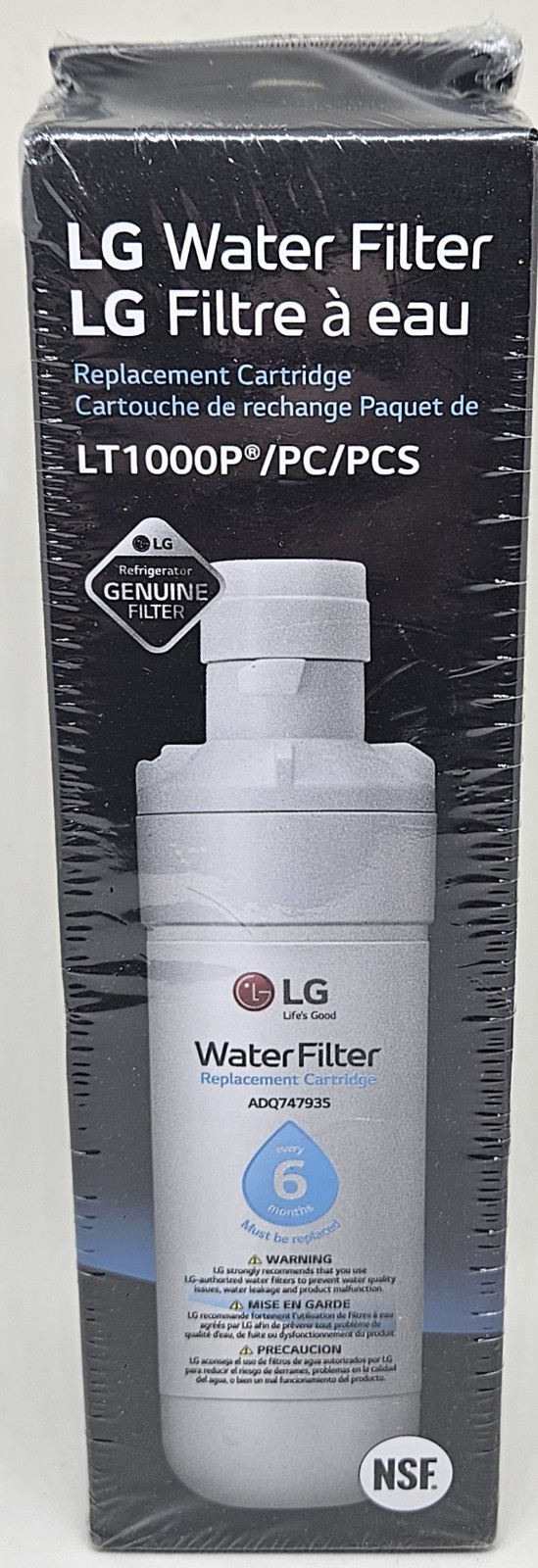 Genuine LG LT1000P Refrigerator Water Filter NEW NIB Sealed ADQ74793501 200Gal