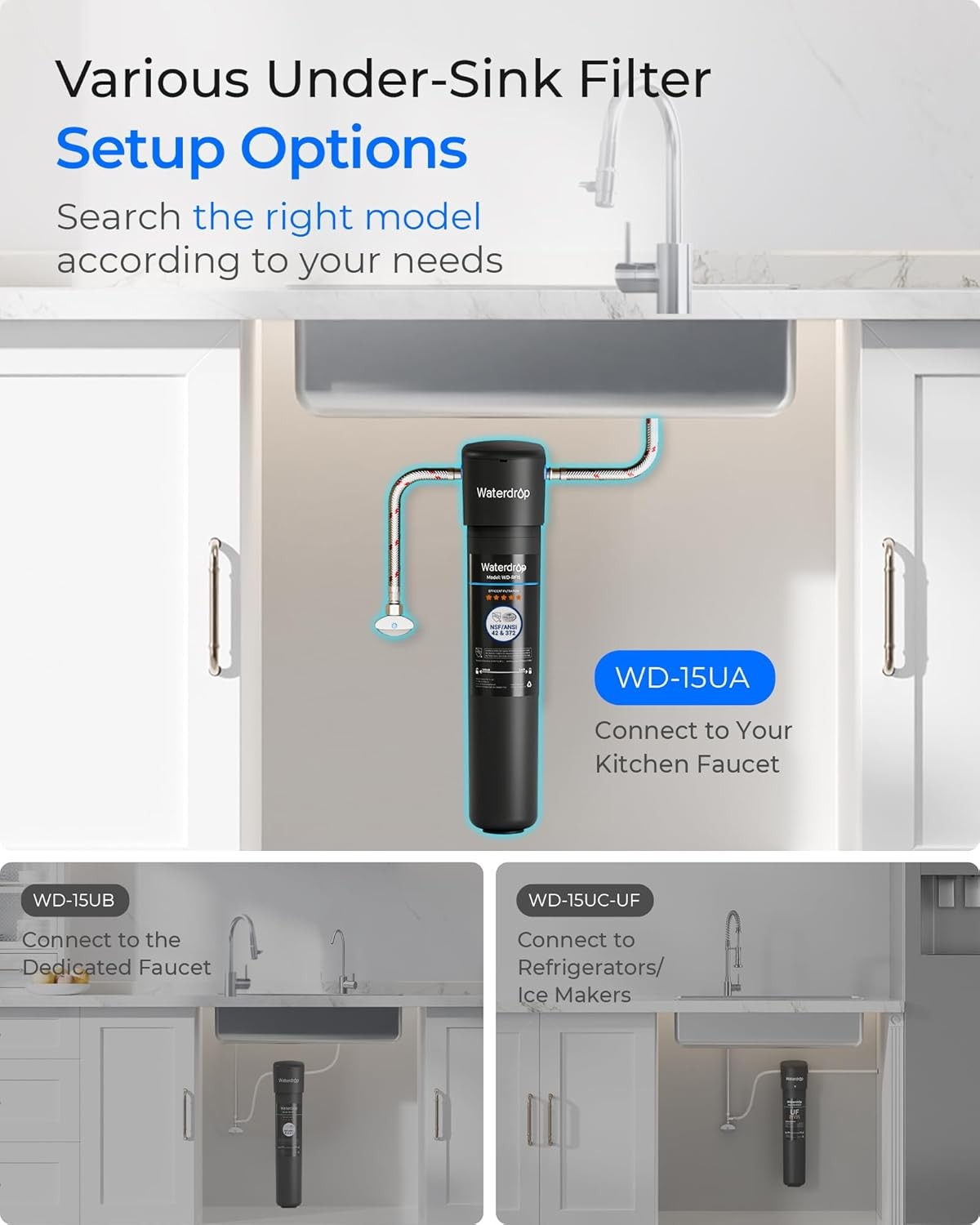 15UA under Sink Water Filter System, 2 Years, Reduces Lead, Chlorine, Bad Taste