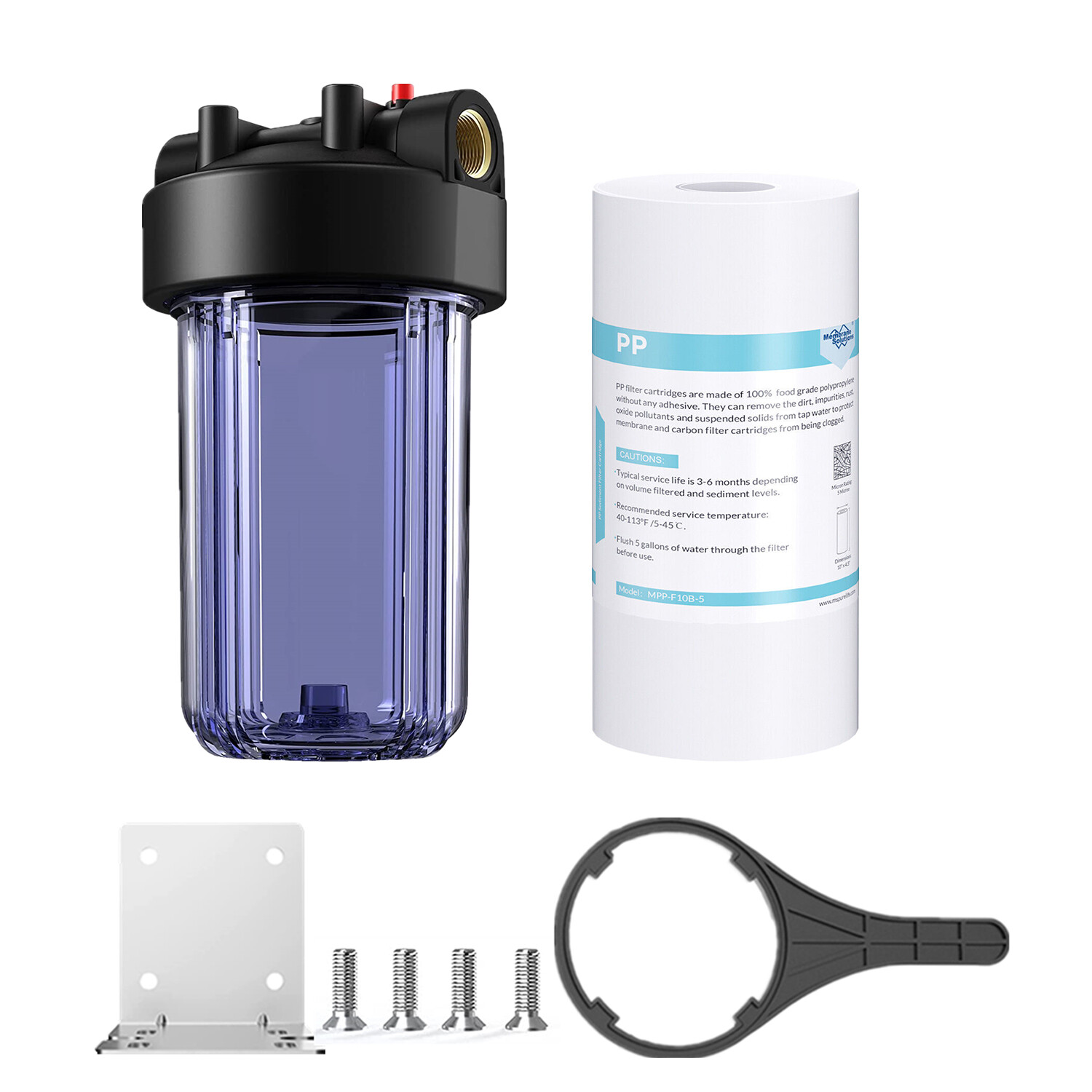 10 Inch Clear Whole House Water Filter Housing Sediment Filtration System 1″ NPT
