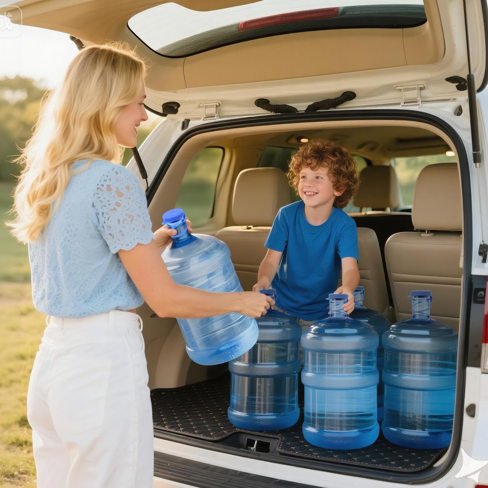 Simpldell 4 Pack Reusable Water Jug Caps for 3 & 5 Gallon Bottles, 55mm Blue