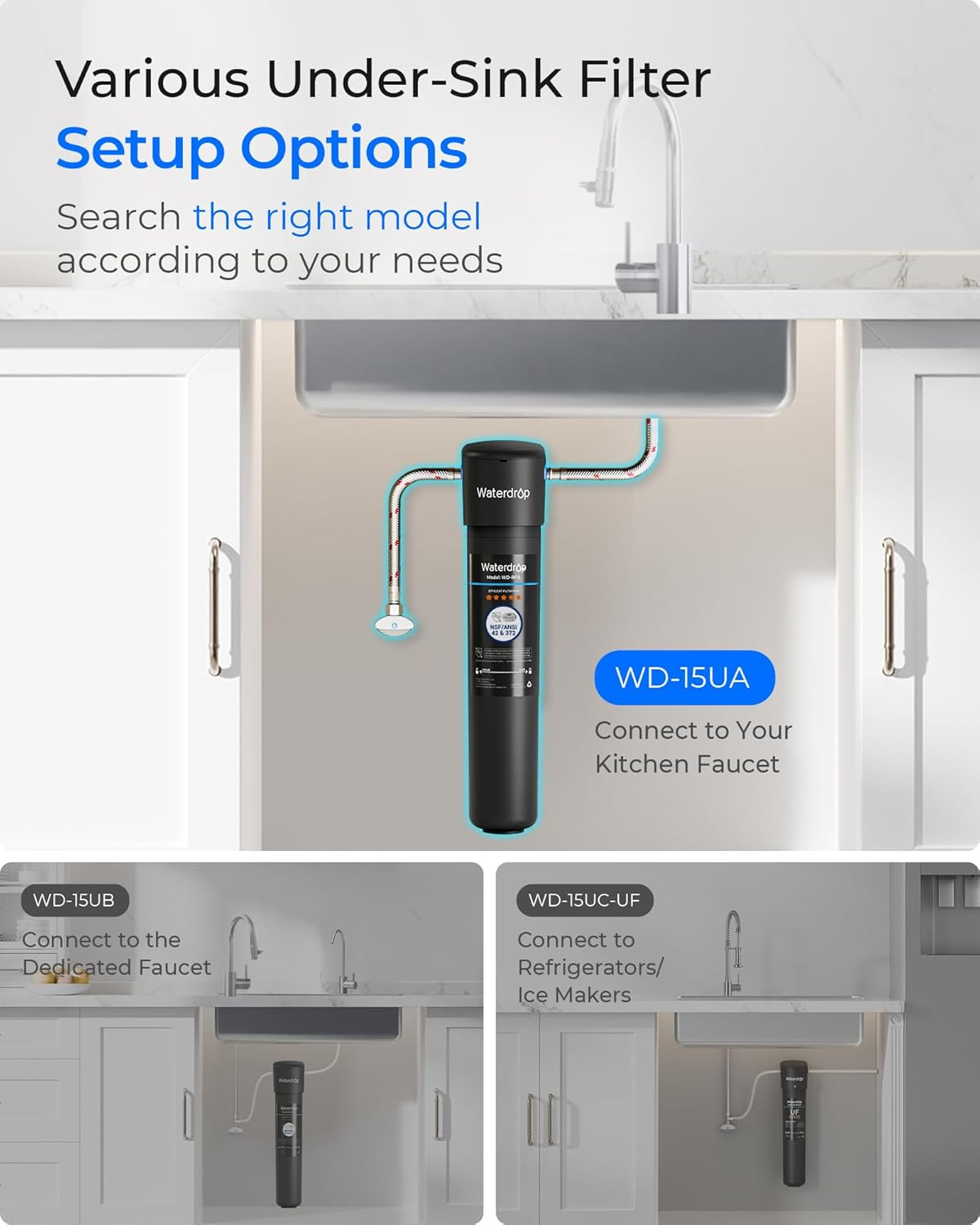 15UA under Sink Water Filter System, 2 Years, Reduces Lead, Chlorine, Bad Taste