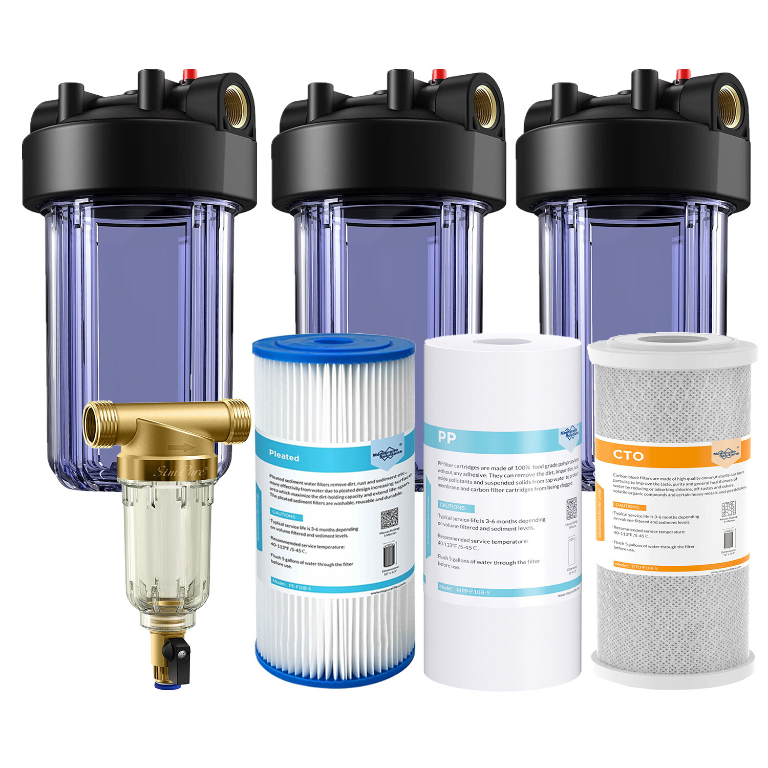 SimPure 10″ x 4.5″ Clear Whole House Water Filter Housing Filtration System Home