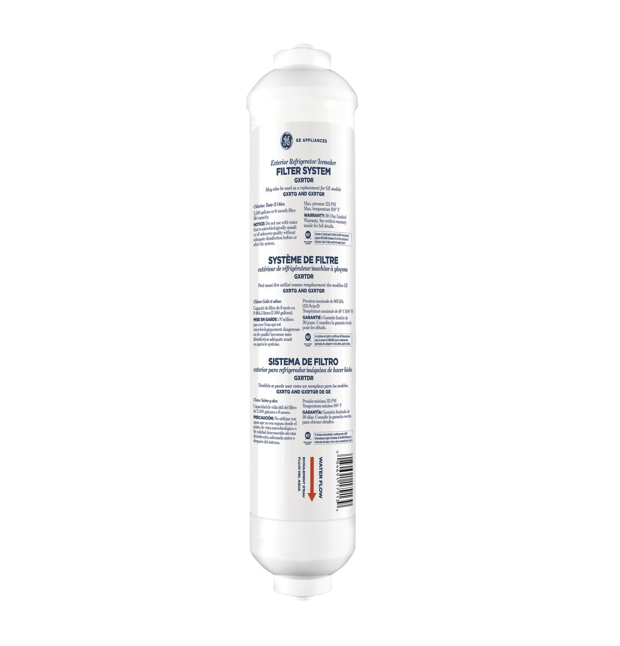 NEW 1-PACK GE GXRTDR Exterior Refrigerator/Icemaker Filtration System, White