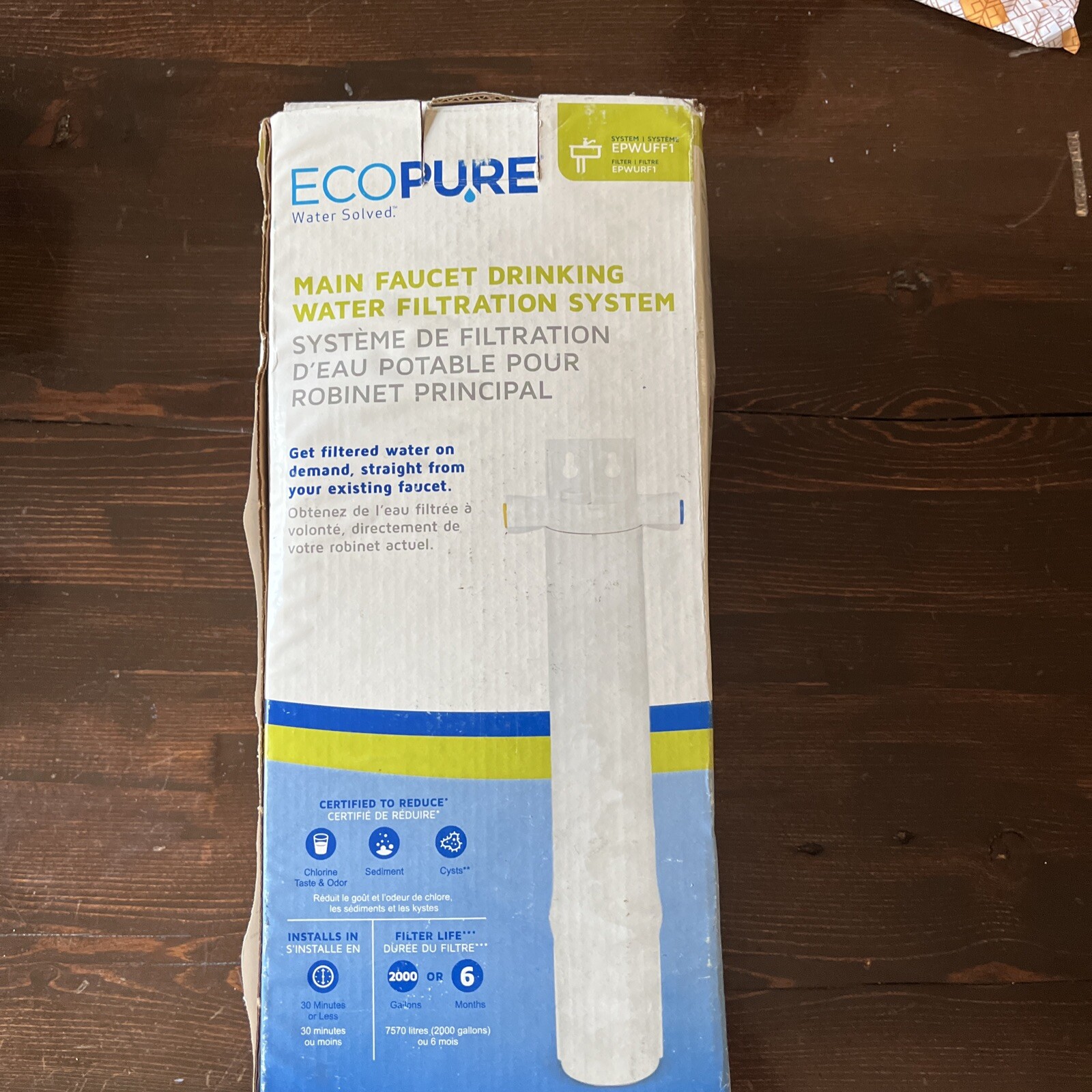 EcoPure Main Faucet Under Sink Filtration System EPWUFF1