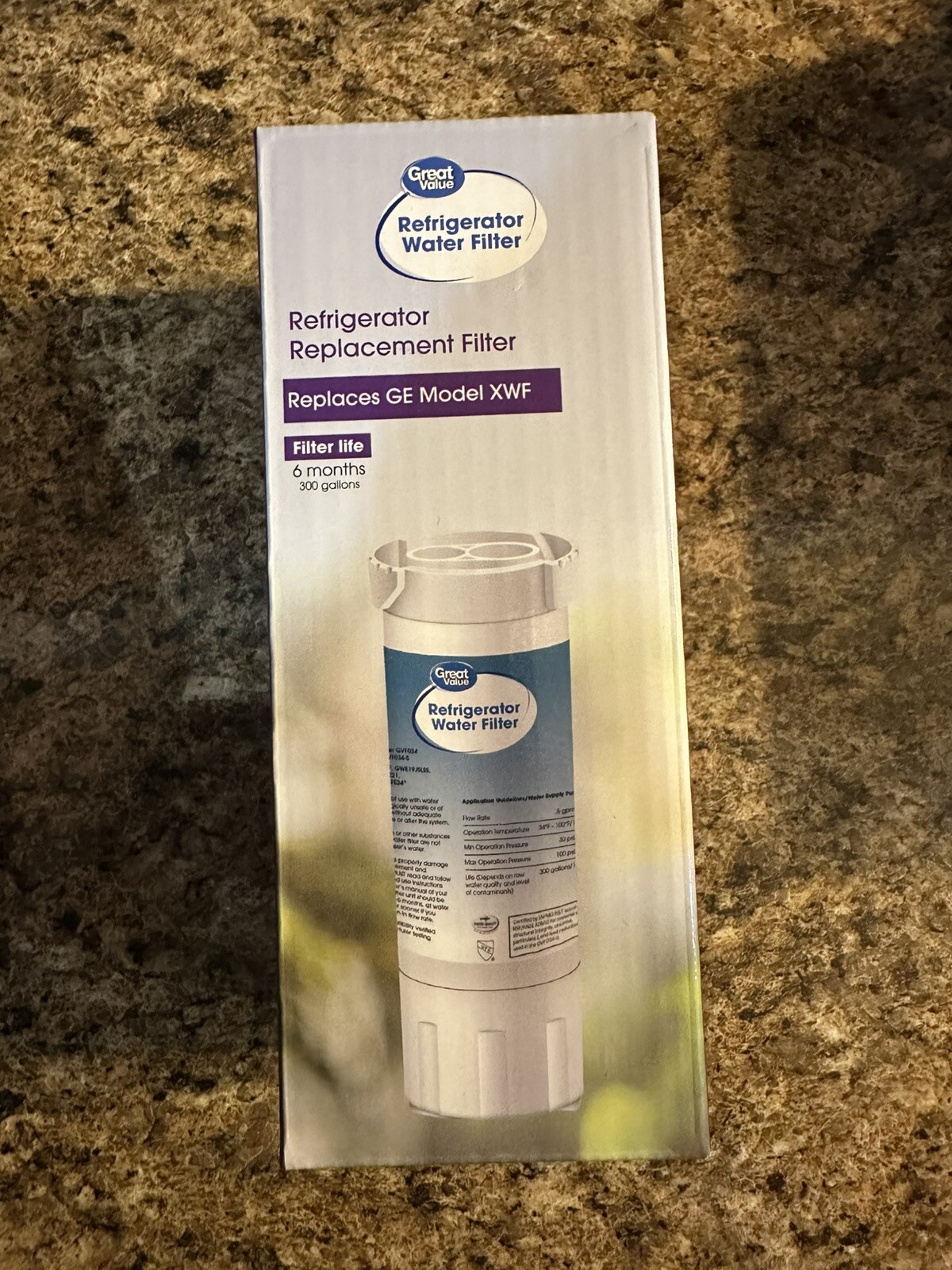 GREAT VALUE XWF Refrigerator Water Filter, for GE XWF, GE Refrigerator Models